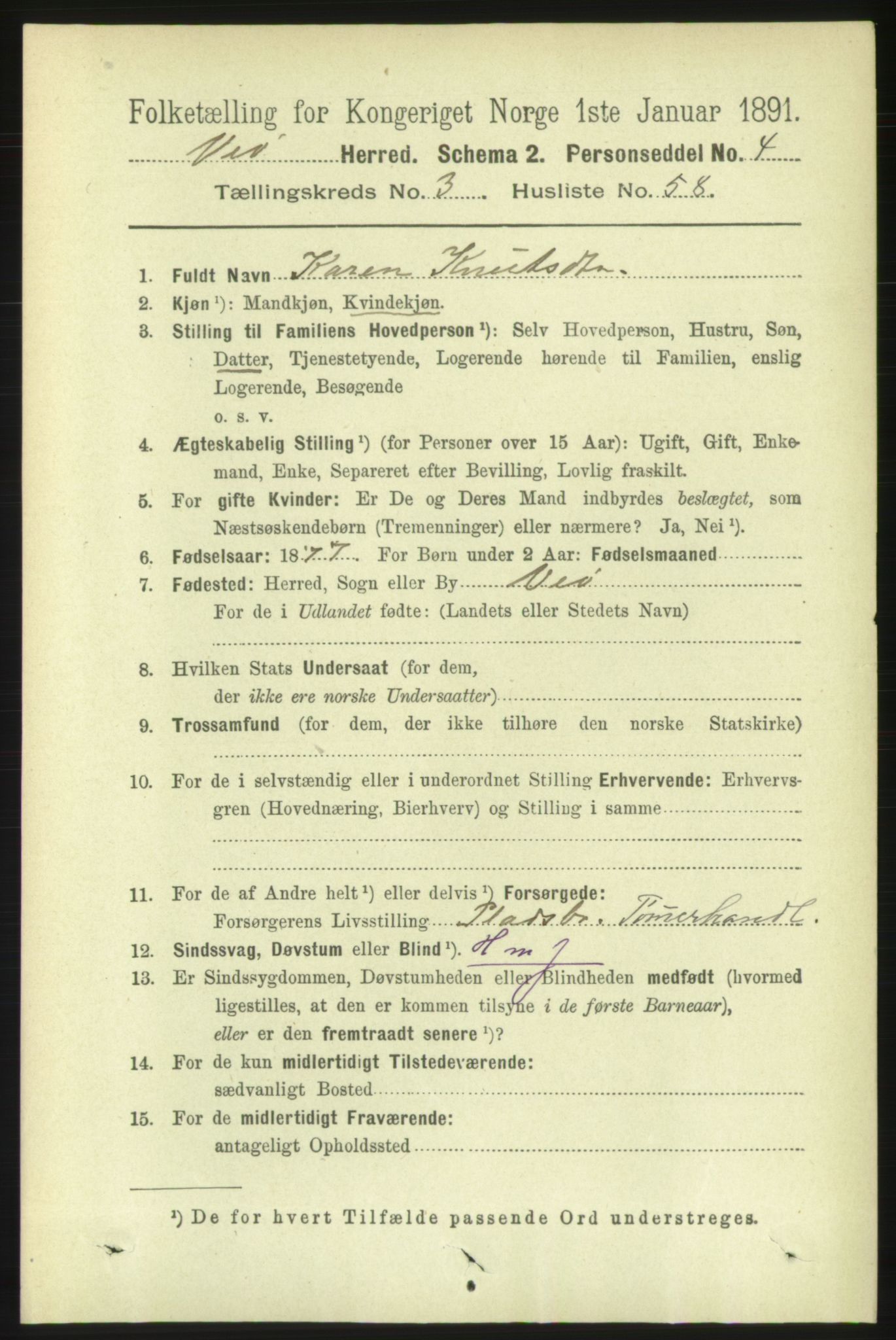 RA, 1891 census for 1541 Veøy, 1891, p. 1728