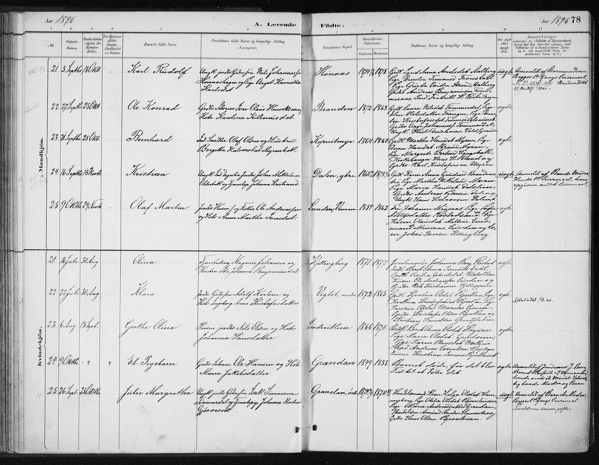 Ministerialprotokoller, klokkerbøker og fødselsregistre - Nord-Trøndelag, SAT/A-1458/701/L0010: Parish register (official) no. 701A10, 1883-1899, p. 78