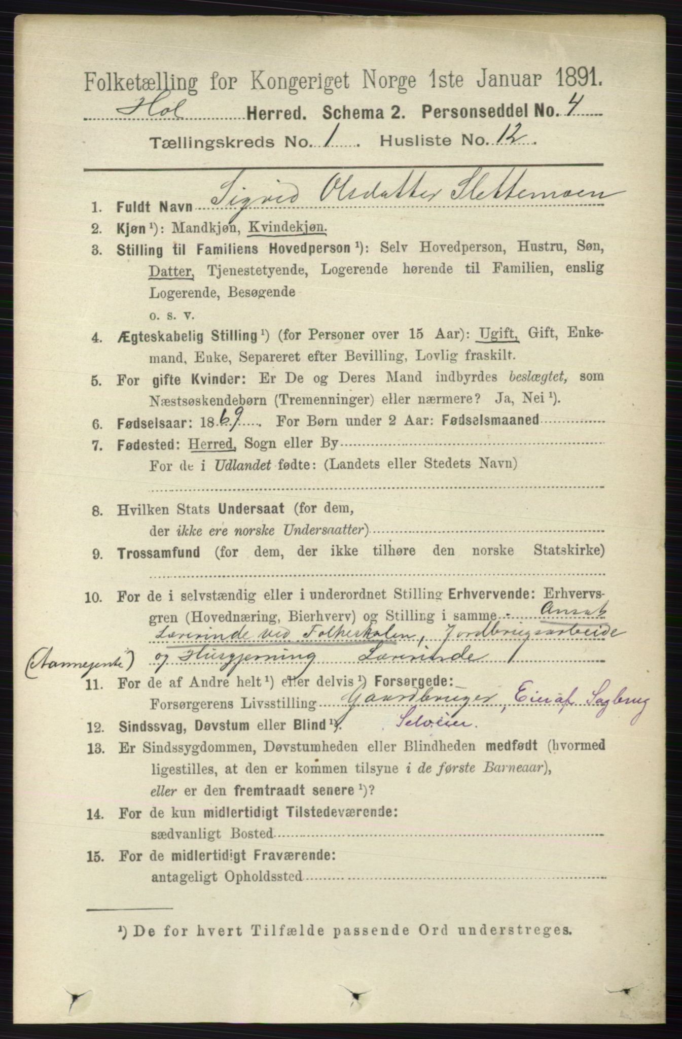 RA, 1891 census for 0620 Hol, 1891, p. 127