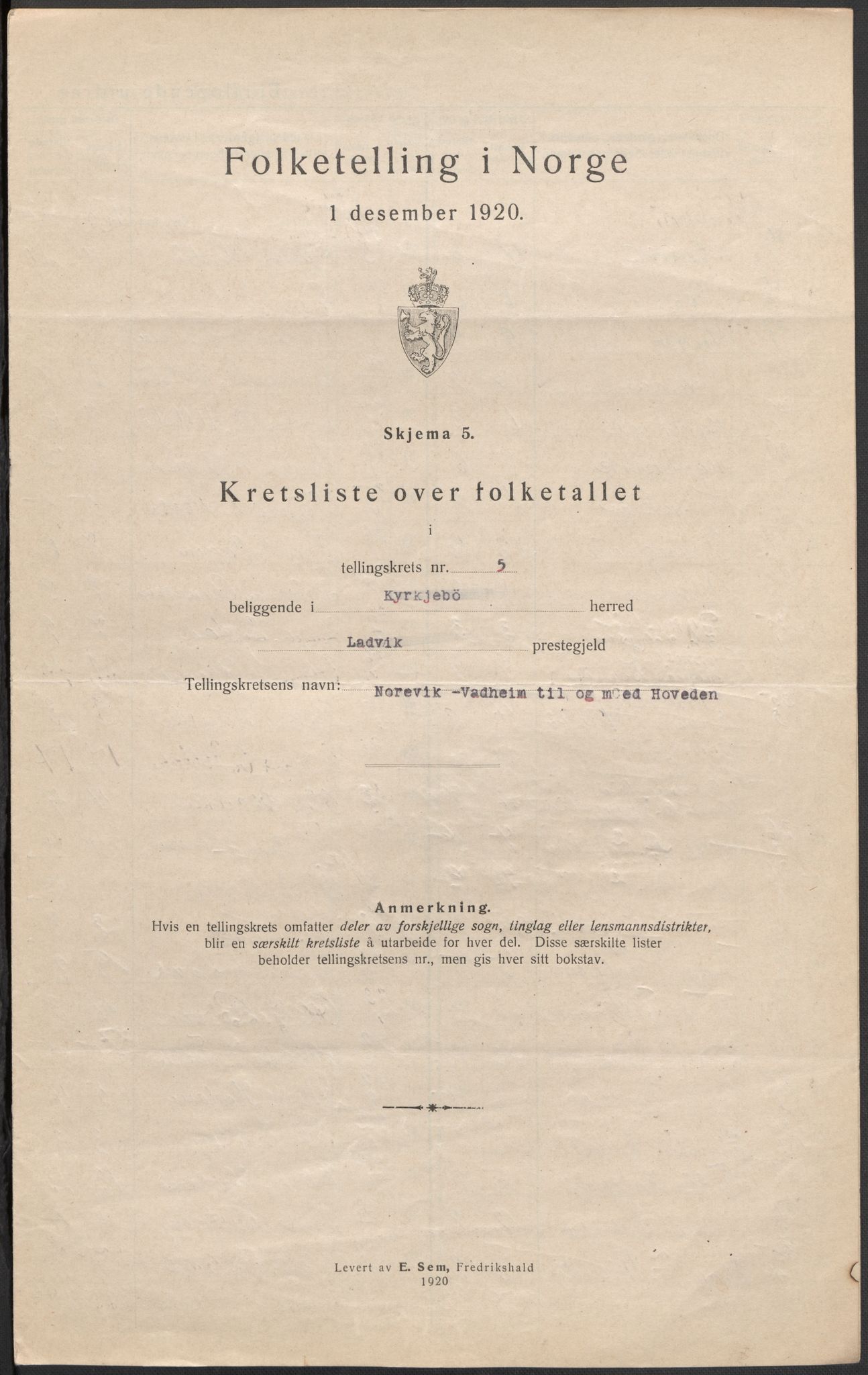 SAB, 1920 census for Kyrkjebø, 1920, p. 16