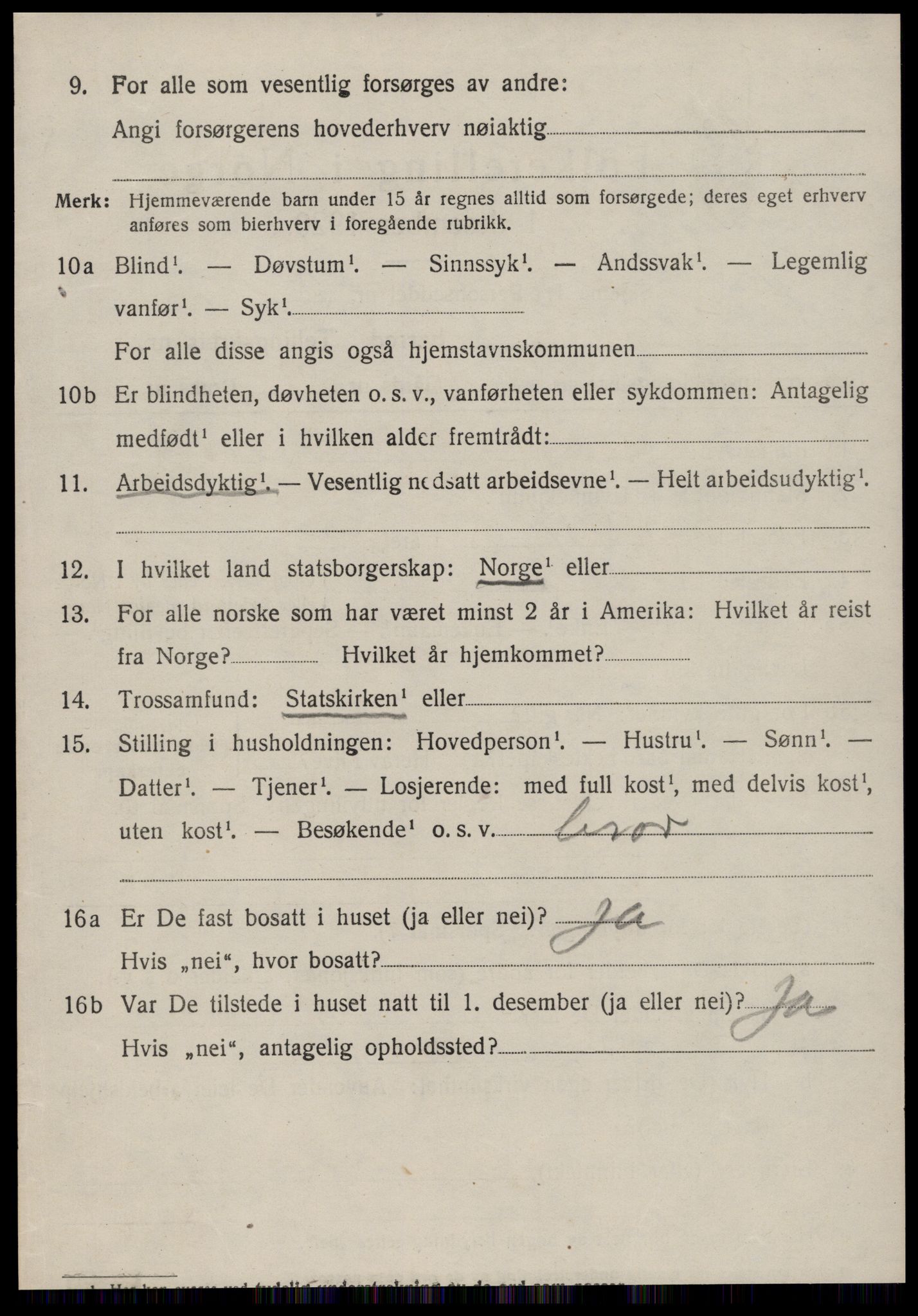 SAT, 1920 census for Volda, 1920, p. 10519