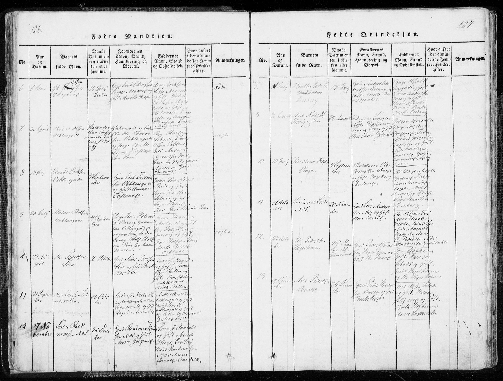 Ministerialprotokoller, klokkerbøker og fødselsregistre - Møre og Romsdal, AV/SAT-A-1454/544/L0571: Parish register (official) no. 544A04, 1818-1853, p. 126-127