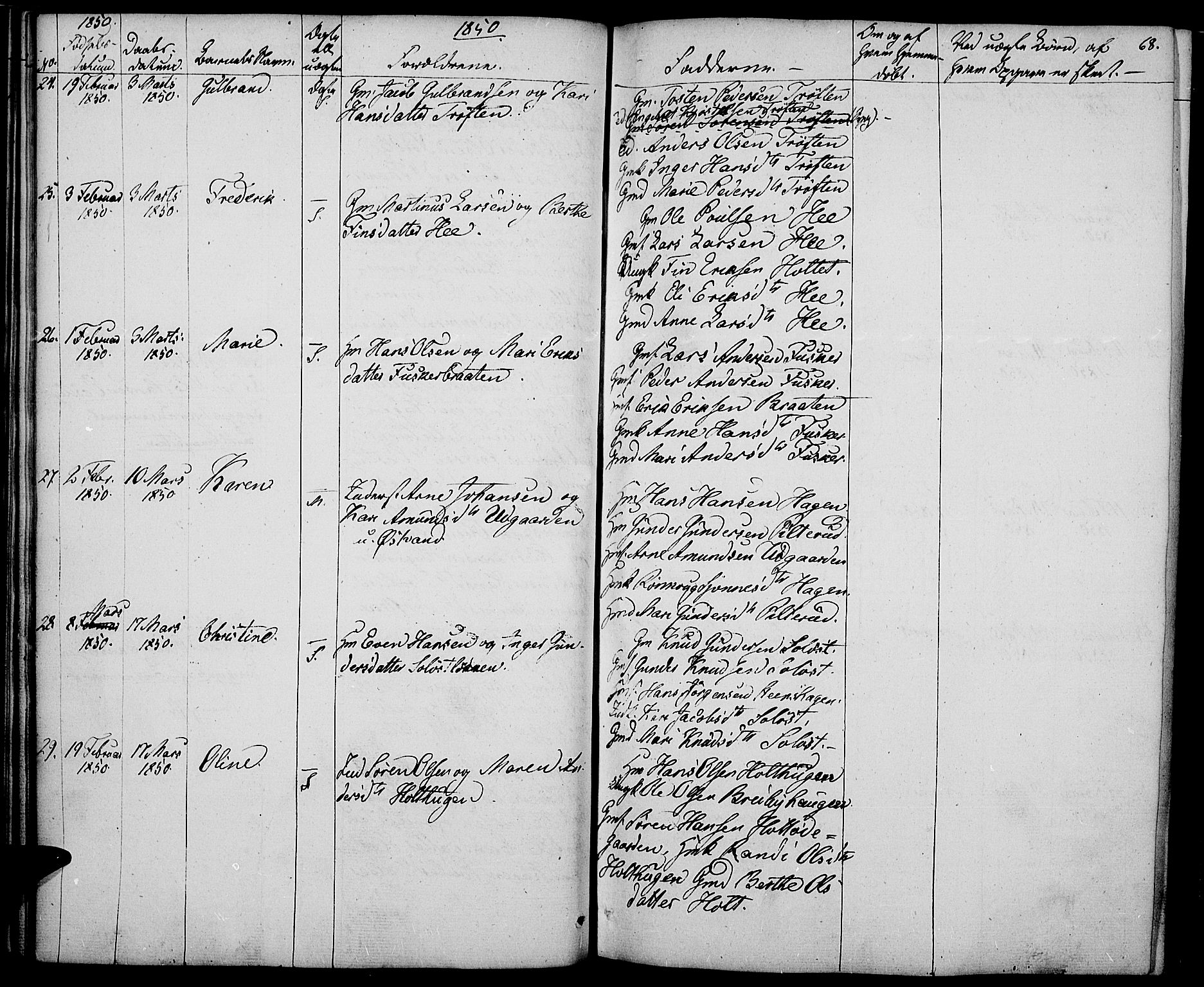 Nord-Odal prestekontor, AV/SAH-PREST-032/H/Ha/Haa/L0002: Parish register (official) no. 2, 1839-1850, p. 68