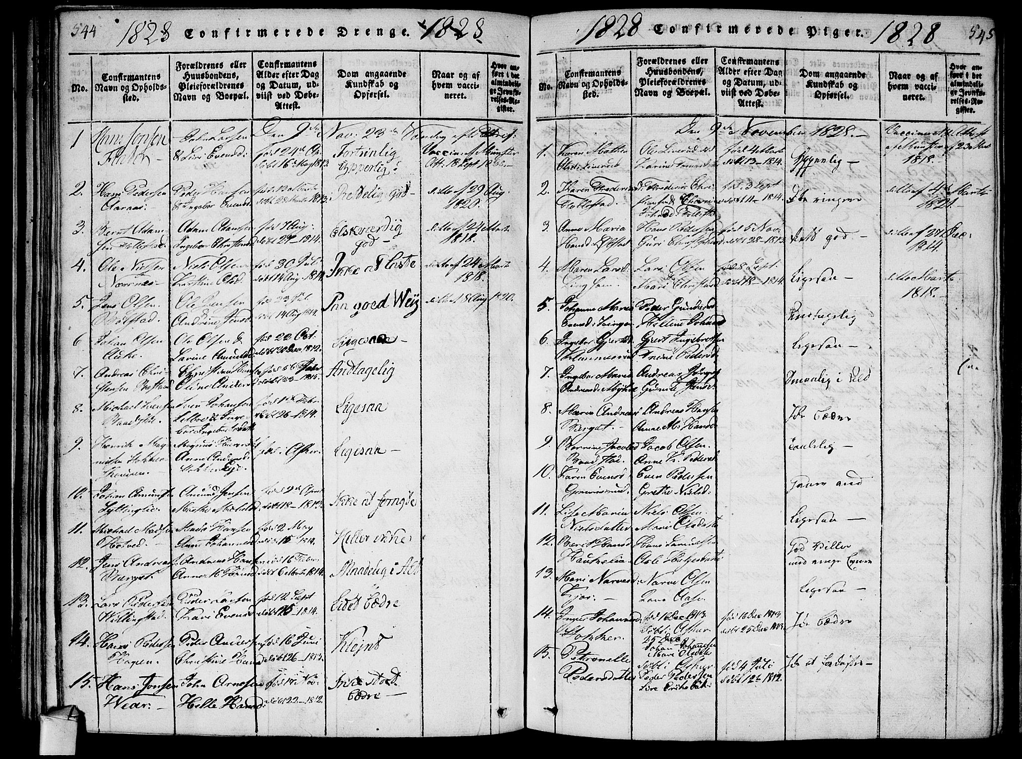 Røyken kirkebøker, AV/SAKO-A-241/F/Fa/L0004: Parish register (official) no. 4, 1814-1832, p. 544-545