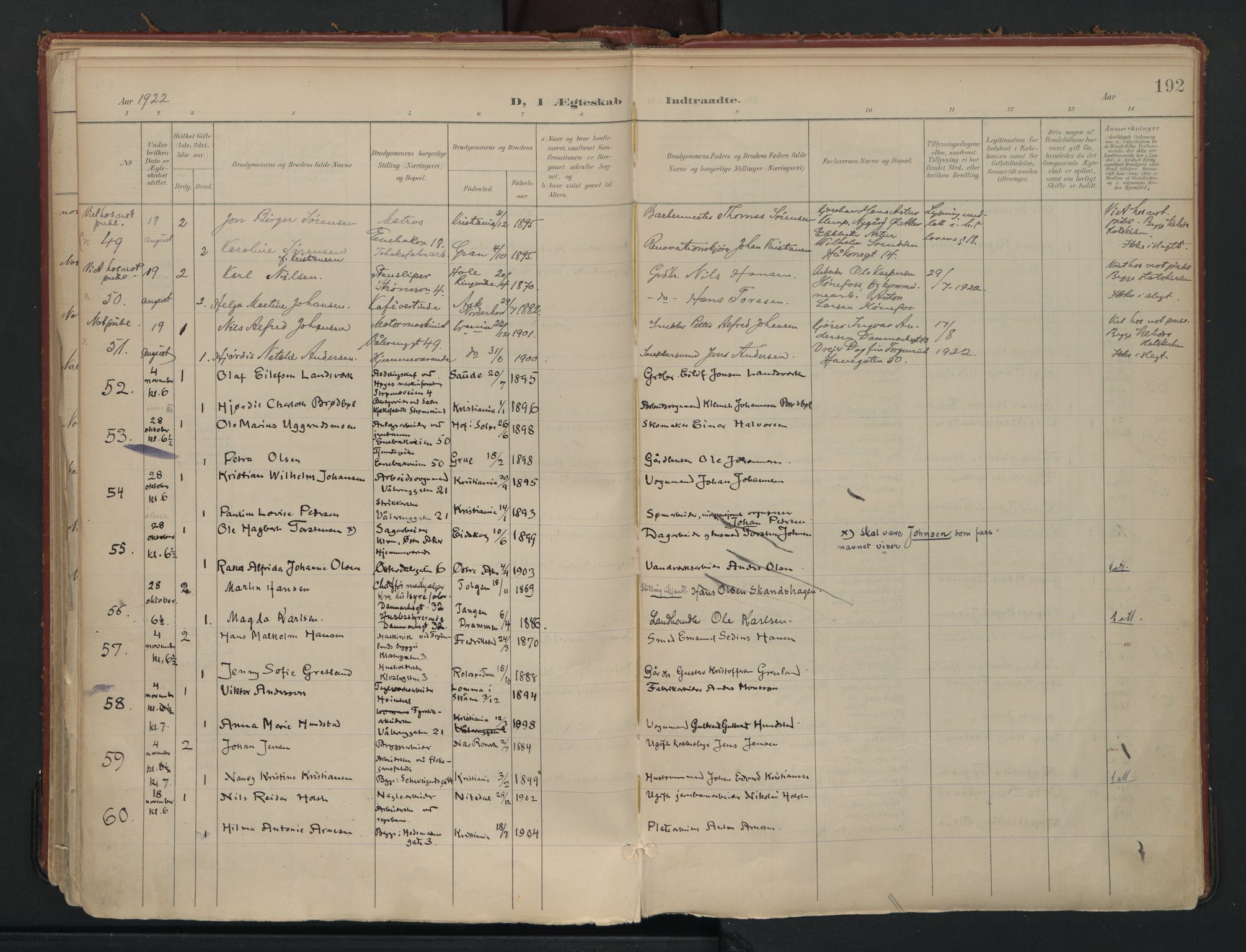 Vålerengen prestekontor Kirkebøker, AV/SAO-A-10878/F/Fa/L0002: Parish register (official) no. 2, 1899-1924, p. 192