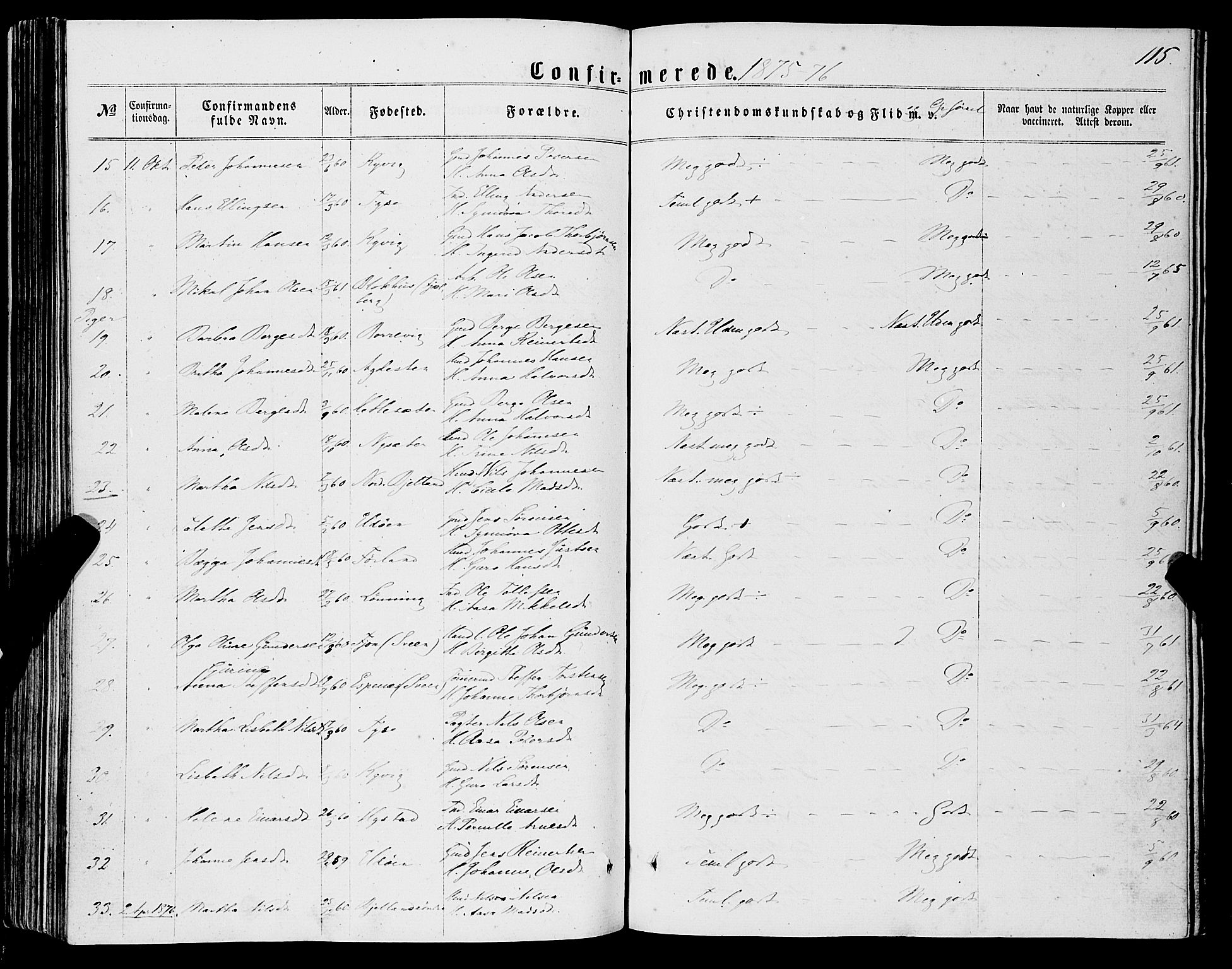 Stord sokneprestembete, SAB/A-78201/H/Haa: Parish register (official) no. B 1, 1862-1877, p. 115