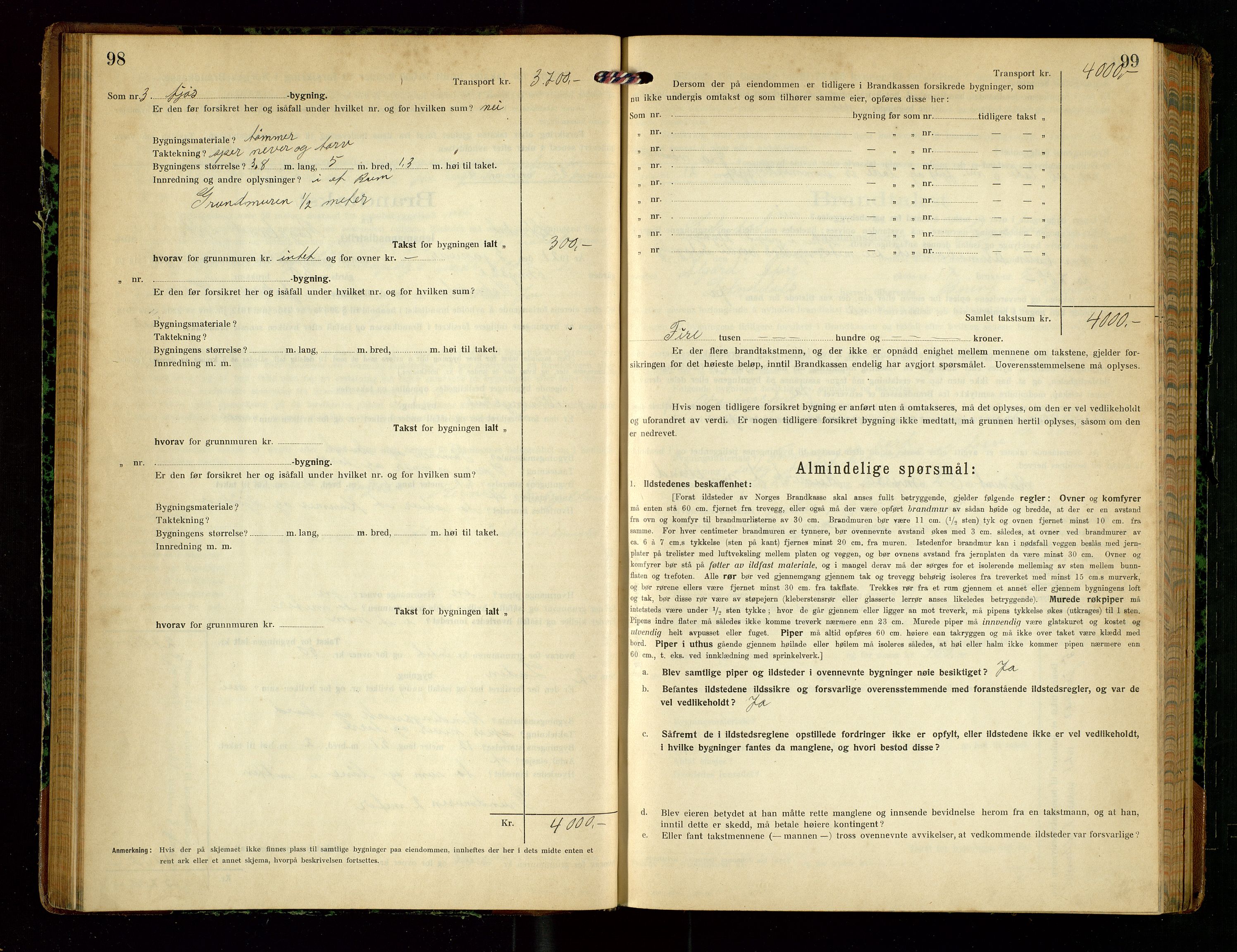 Sokndal lensmannskontor, SAST/A-100417/Gob/L0005: "Brandtakst-Protokol", 1920-1924, p. 98-99