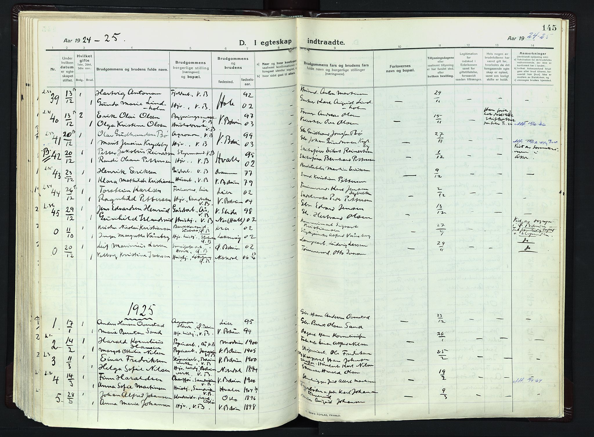 Vestre Bærum prestekontor Kirkebøker, SAO/A-10209a/F/Fa/L0003: Parish register (official) no. 3, 1916-1930, p. 145