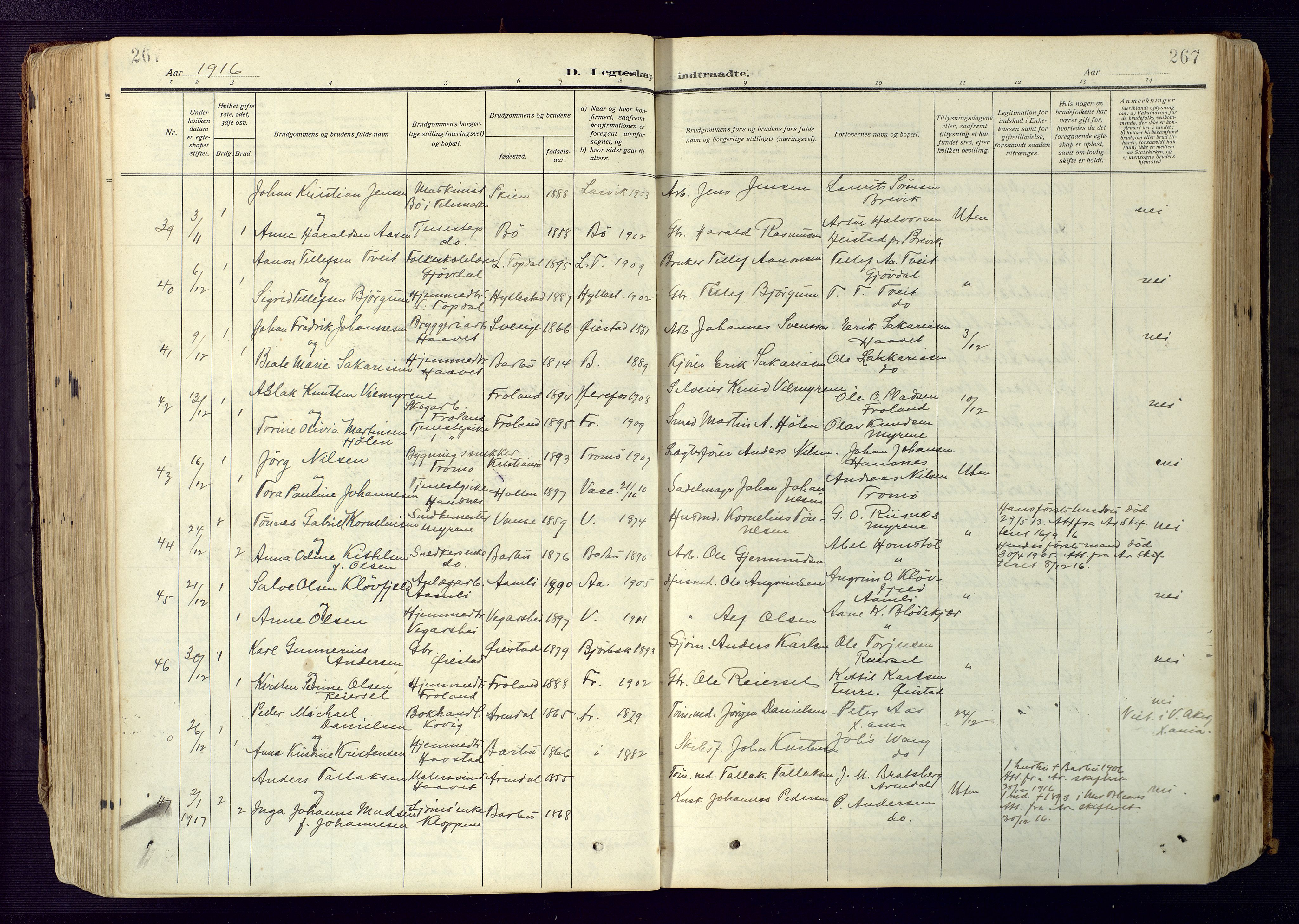 Barbu sokneprestkontor, SAK/1111-0003/F/Fa/L0006: Parish register (official) no. A 6, 1910-1929, p. 267