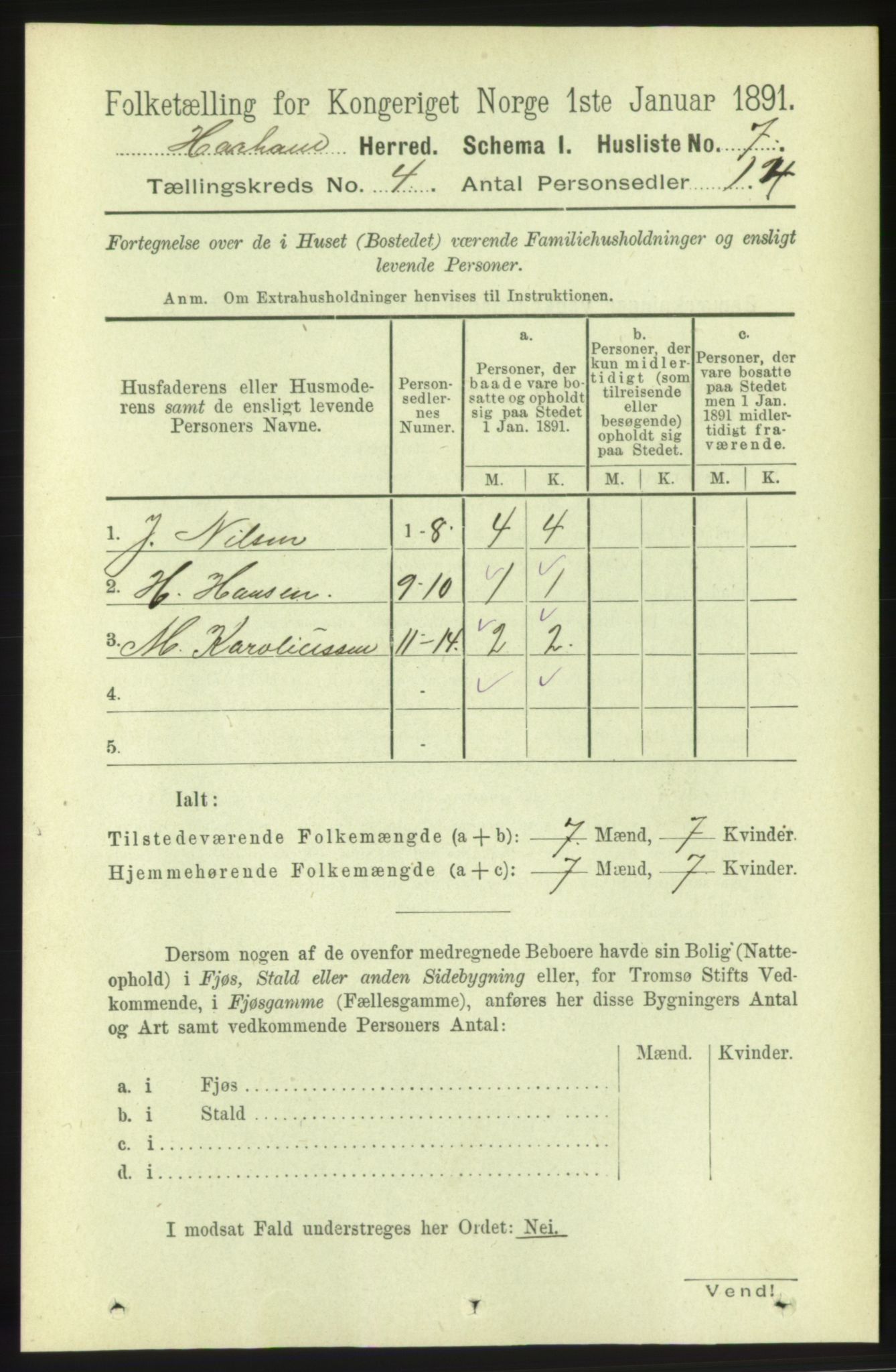 RA, 1891 census for 1534 Haram, 1891, p. 1764