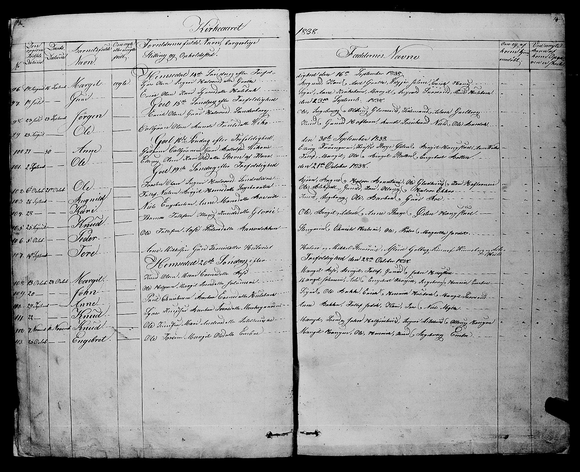 Gol kirkebøker, SAKO/A-226/F/Fa/L0002: Parish register (official) no. I 2, 1837-1863, p. 13-14