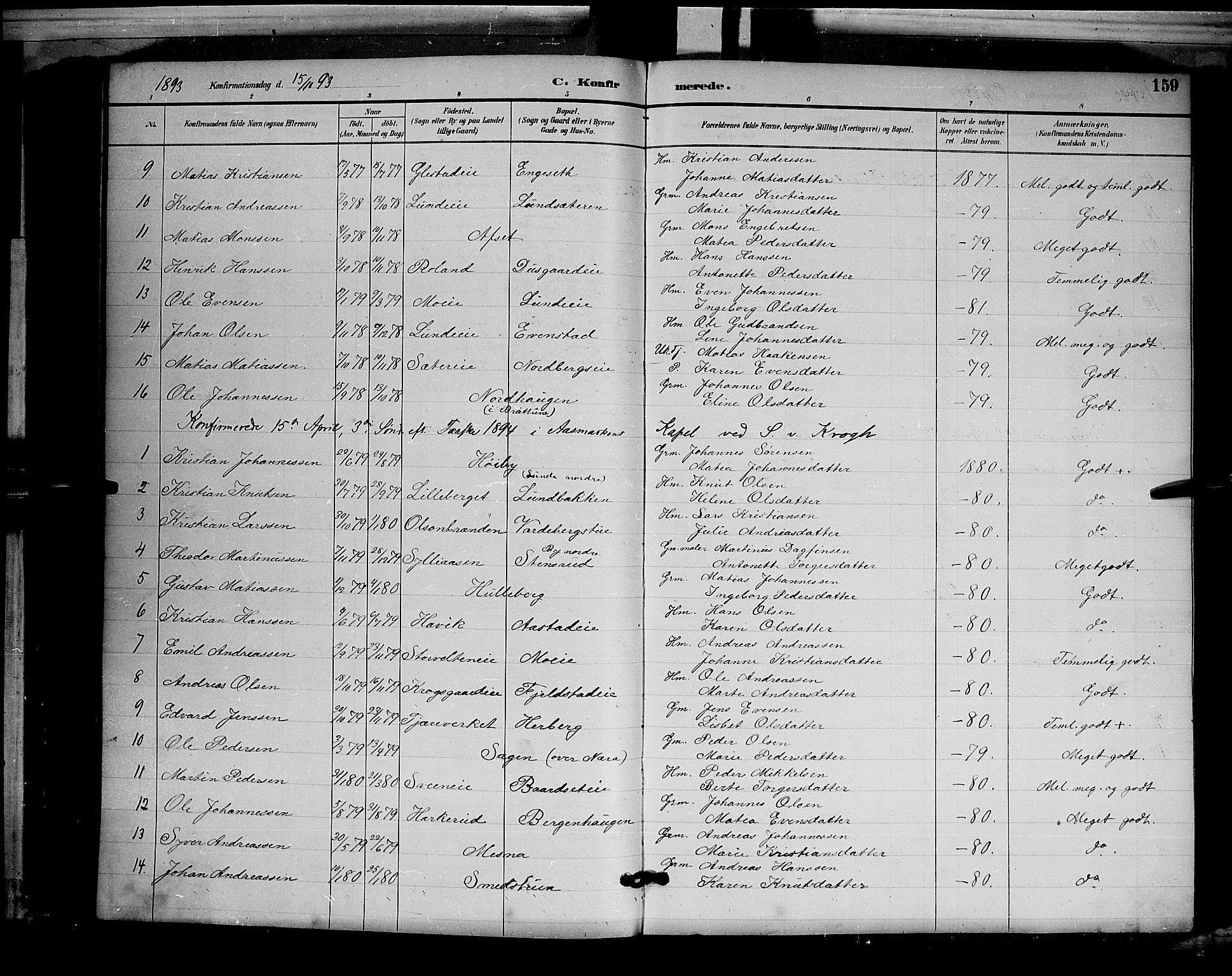 Ringsaker prestekontor, AV/SAH-PREST-014/L/La/L0012: Parish register (copy) no. 12, 1891-1902, p. 159