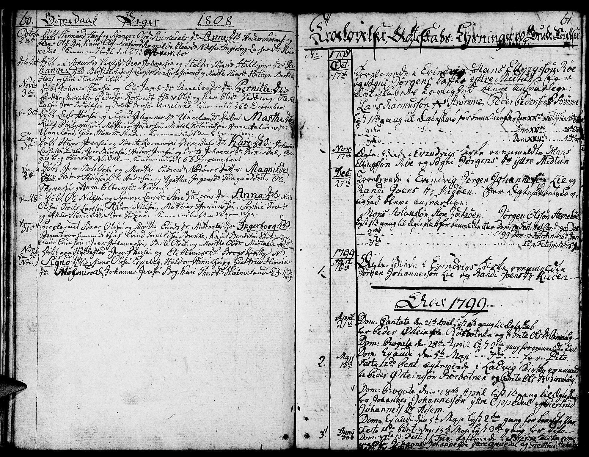 Gulen sokneprestembete, AV/SAB-A-80201/H/Haa/Haaa/L0016: Parish register (official) no. A 16, 1798-1808, p. 60-61