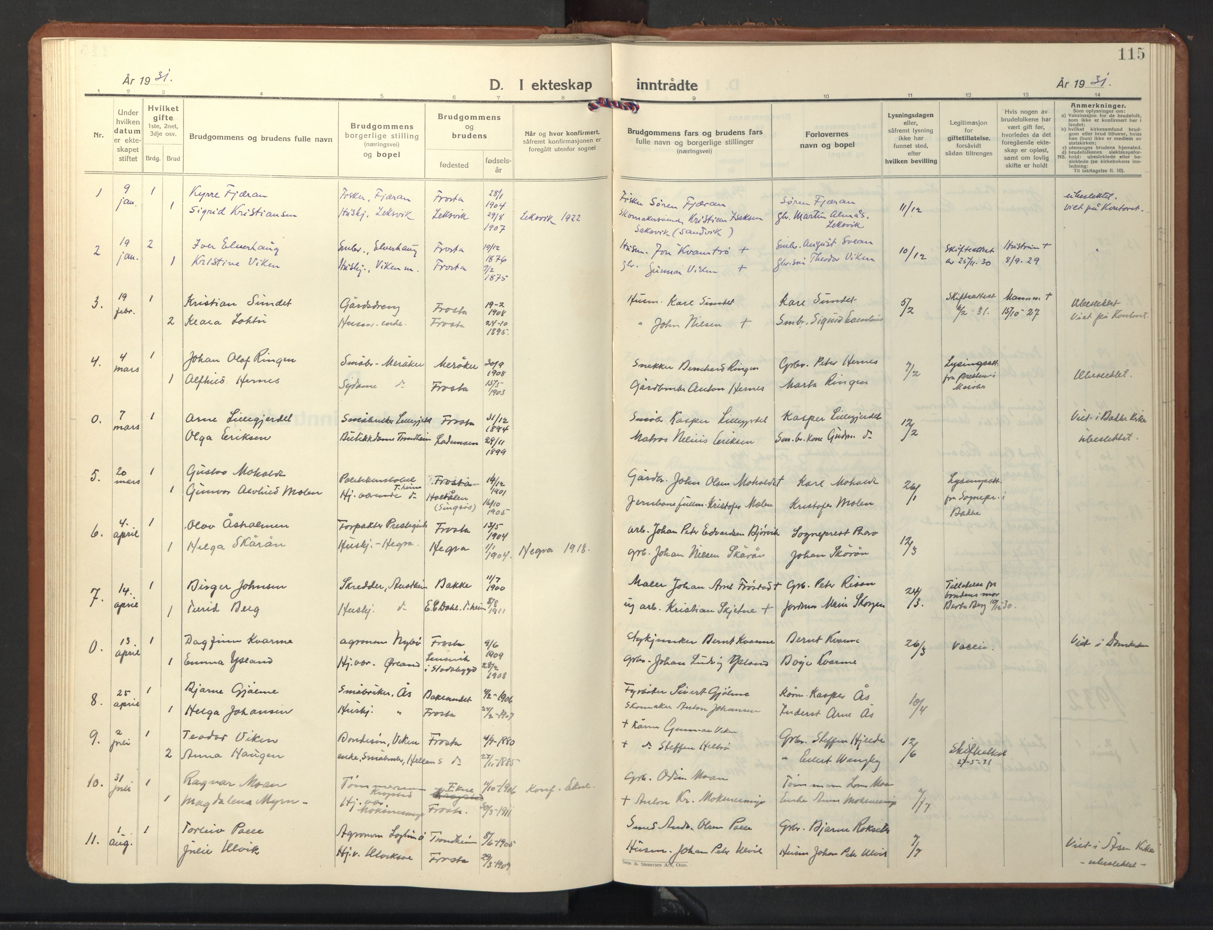Ministerialprotokoller, klokkerbøker og fødselsregistre - Nord-Trøndelag, SAT/A-1458/713/L0125: Parish register (copy) no. 713C02, 1931-1941, p. 115