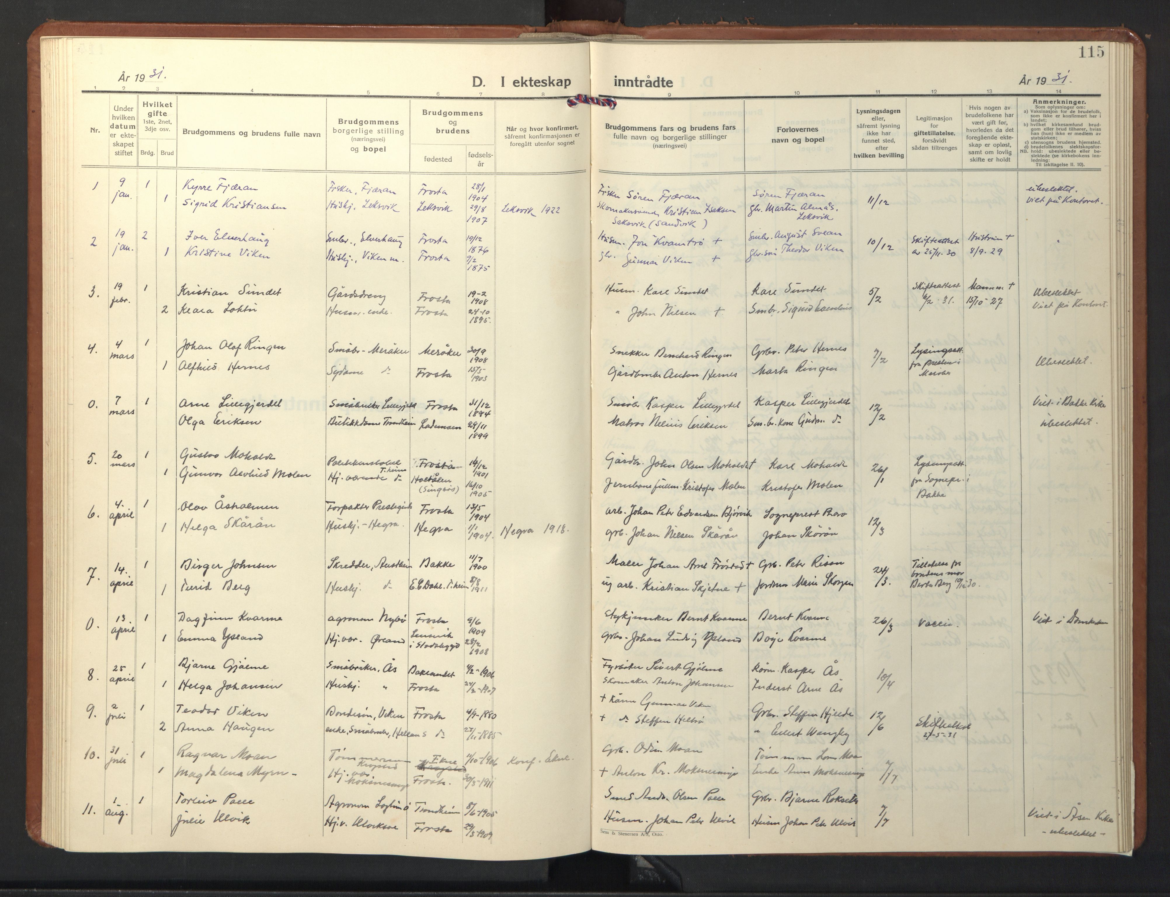 Ministerialprotokoller, klokkerbøker og fødselsregistre - Nord-Trøndelag, AV/SAT-A-1458/713/L0125: Parish register (copy) no. 713C02, 1931-1941, p. 115