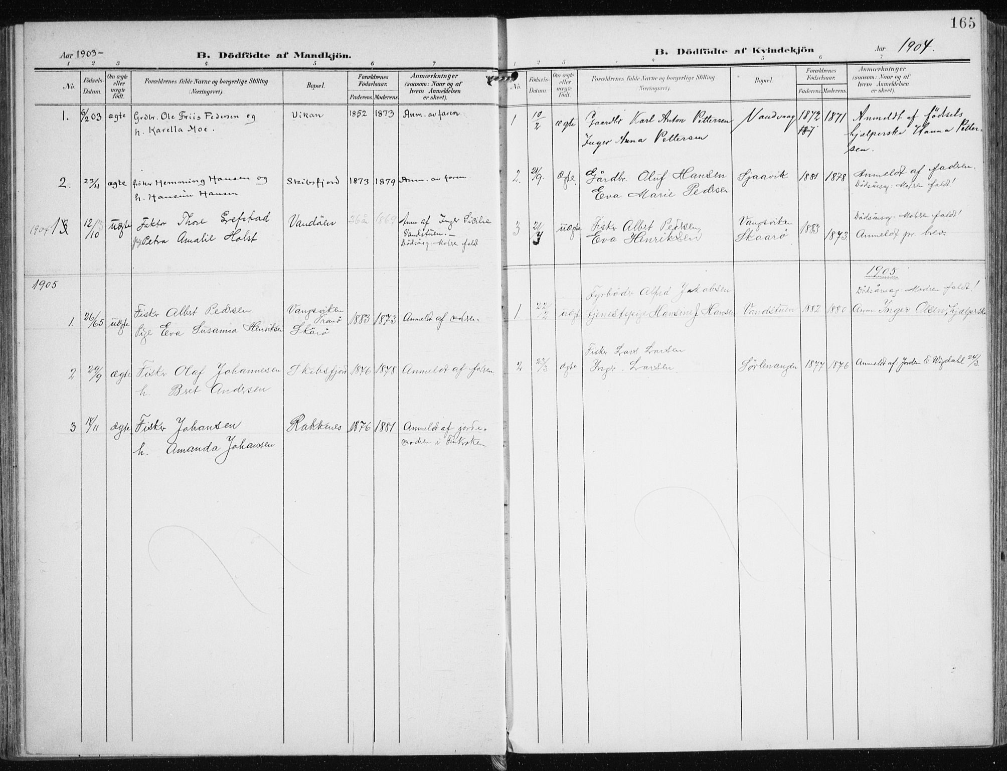 Karlsøy sokneprestembete, SATØ/S-1299/H/Ha/Haa/L0014kirke: Parish register (official) no. 14, 1903-1917, p. 165