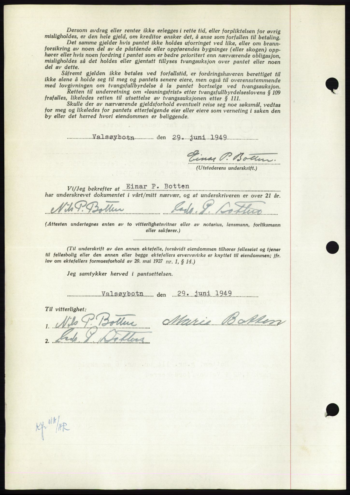 Nordmøre sorenskriveri, AV/SAT-A-4132/1/2/2Ca: Mortgage book no. B102, 1949-1949, Diary no: : 2540/1949