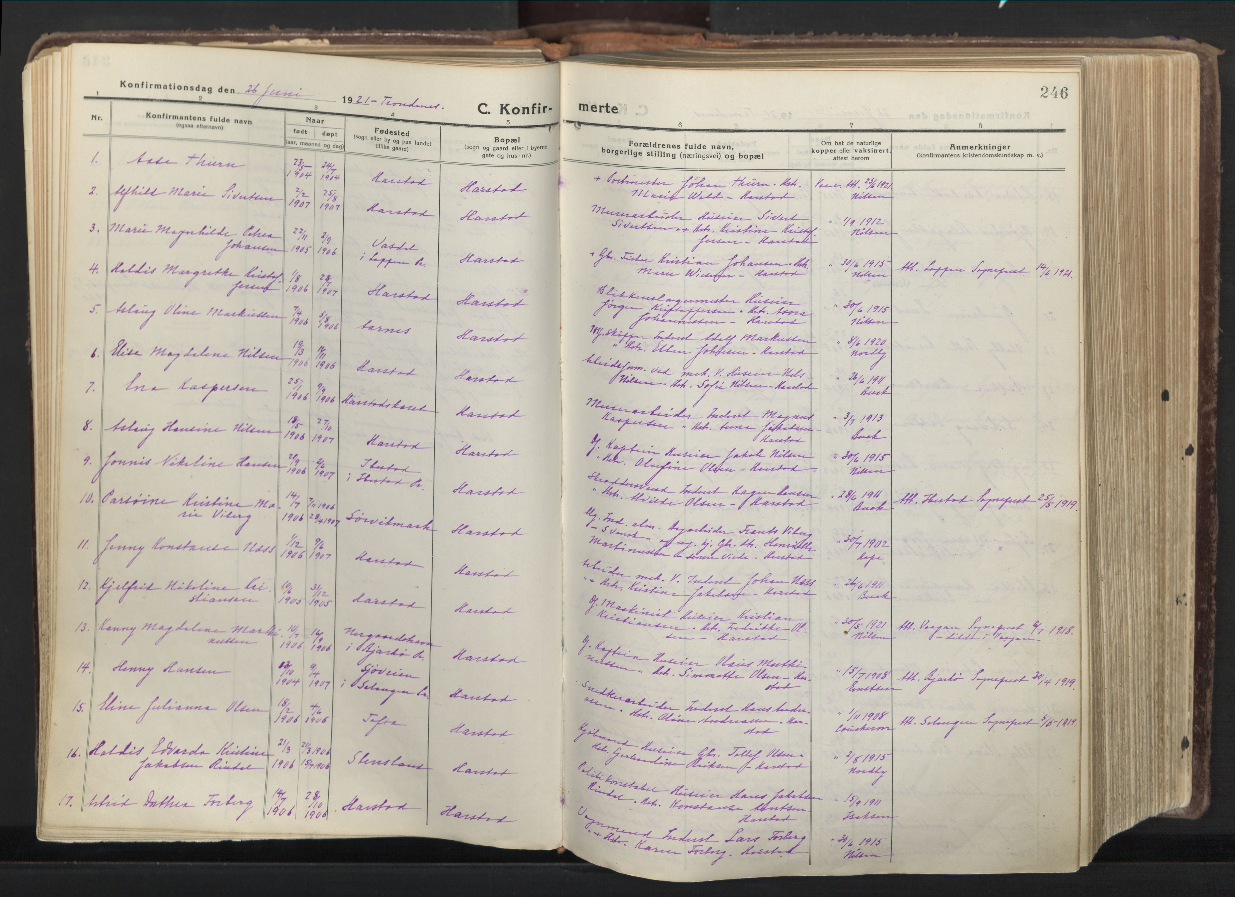 Trondenes sokneprestkontor, SATØ/S-1319/H/Ha/L0019kirke: Parish register (official) no. 19, 1919-1928, p. 246