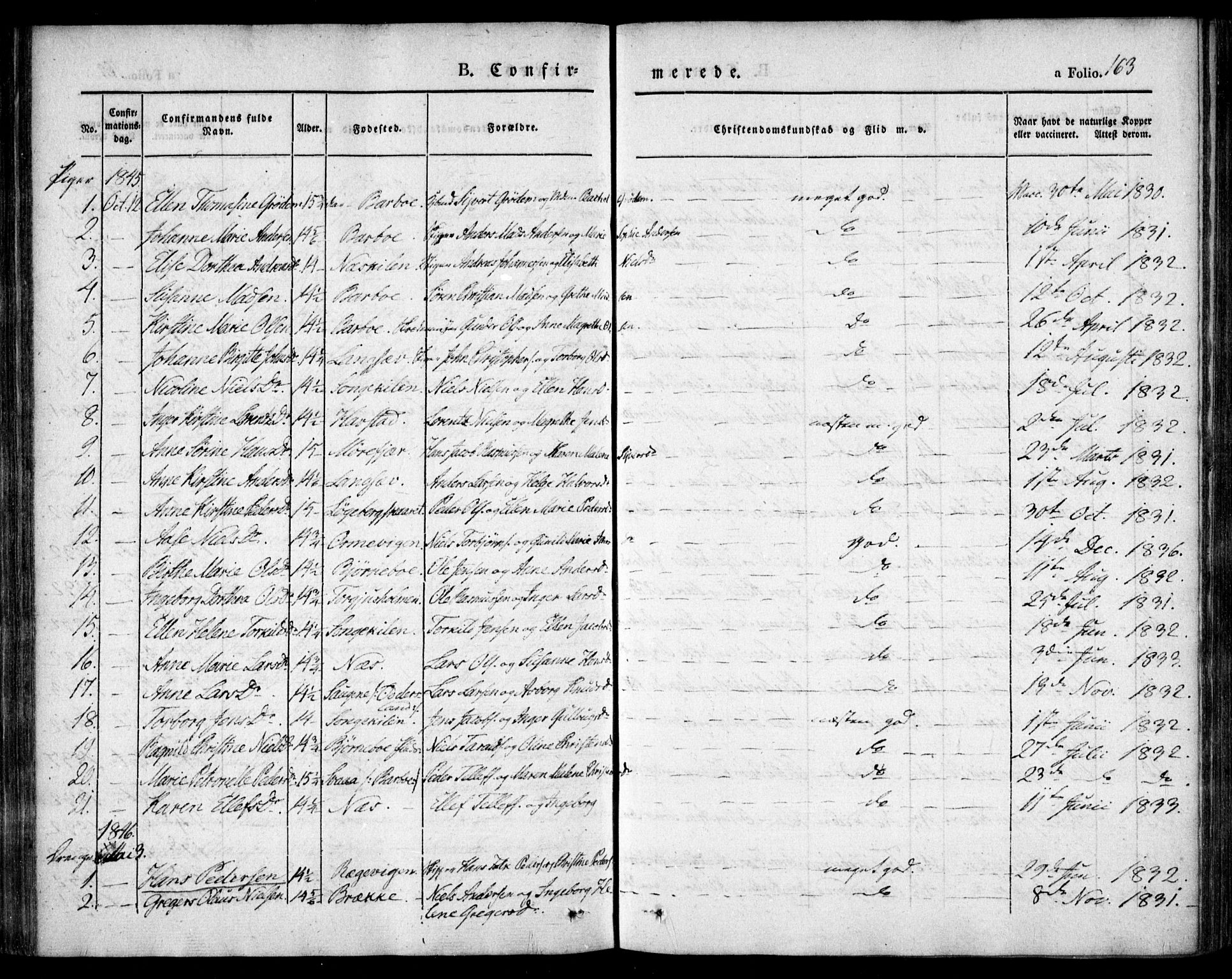 Tromøy sokneprestkontor, AV/SAK-1111-0041/F/Fa/L0004: Parish register (official) no. A 4, 1837-1846, p. 163