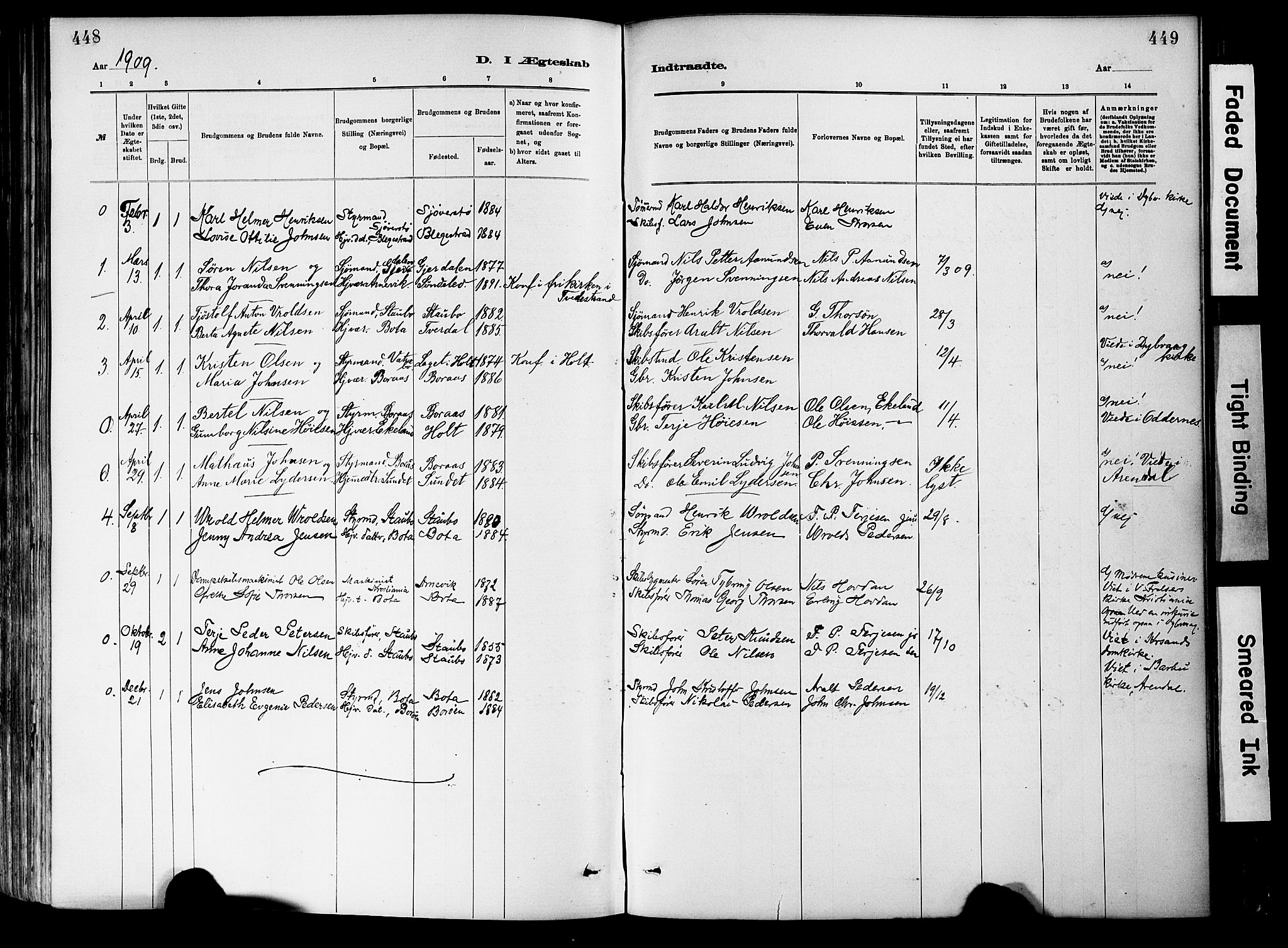 Dypvåg sokneprestkontor, SAK/1111-0007/F/Fa/Fab/L0001: Parish register (official) no. A 1, 1885-1912, p. 448-449