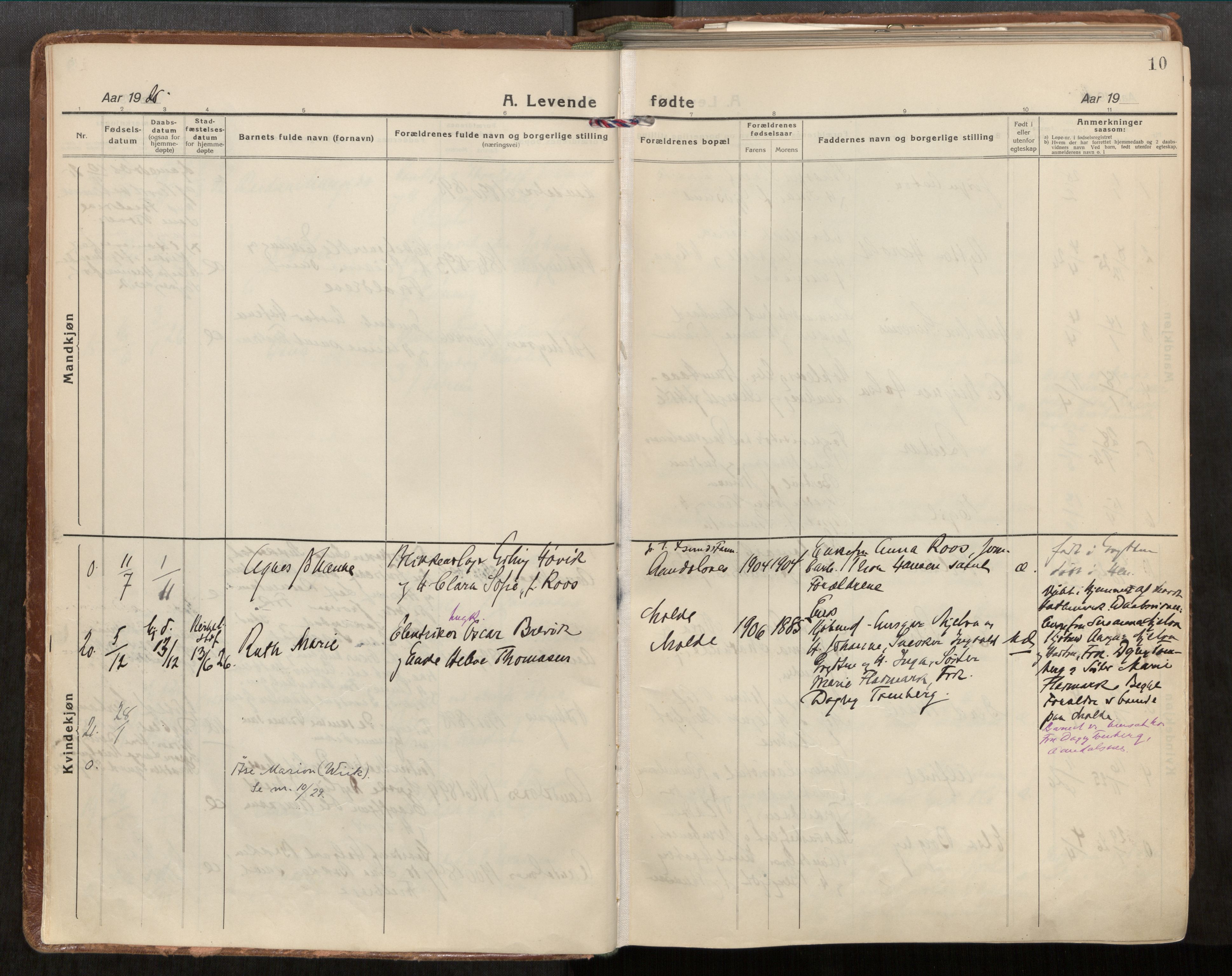 Ministerialprotokoller, klokkerbøker og fødselsregistre - Møre og Romsdal, AV/SAT-A-1454/544/L0587: Parish register (official) no. 544A11, 1924-1954, p. 10