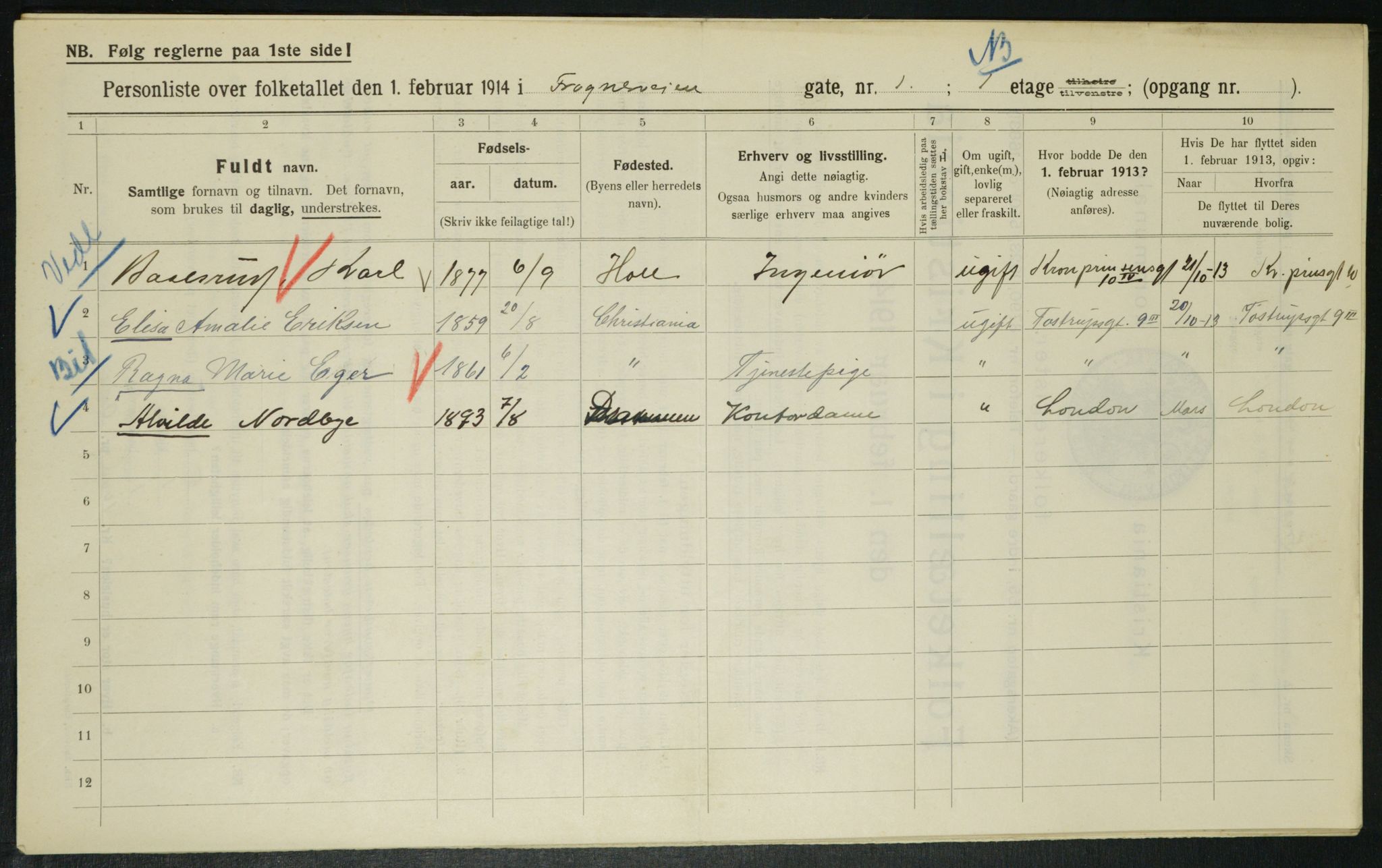 OBA, Municipal Census 1914 for Kristiania, 1914, p. 27278