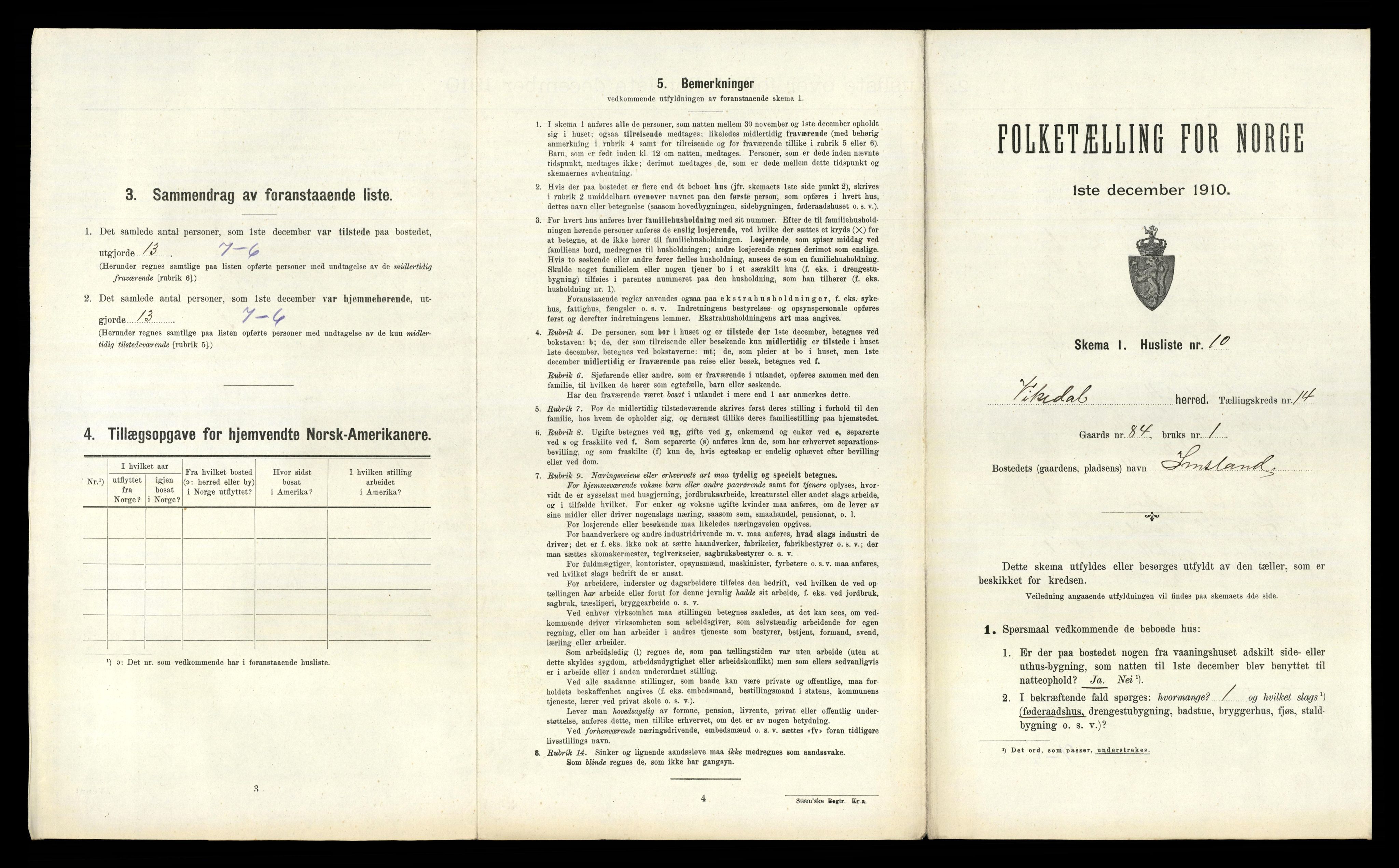 RA, 1910 census for Vikedal, 1910, p. 899