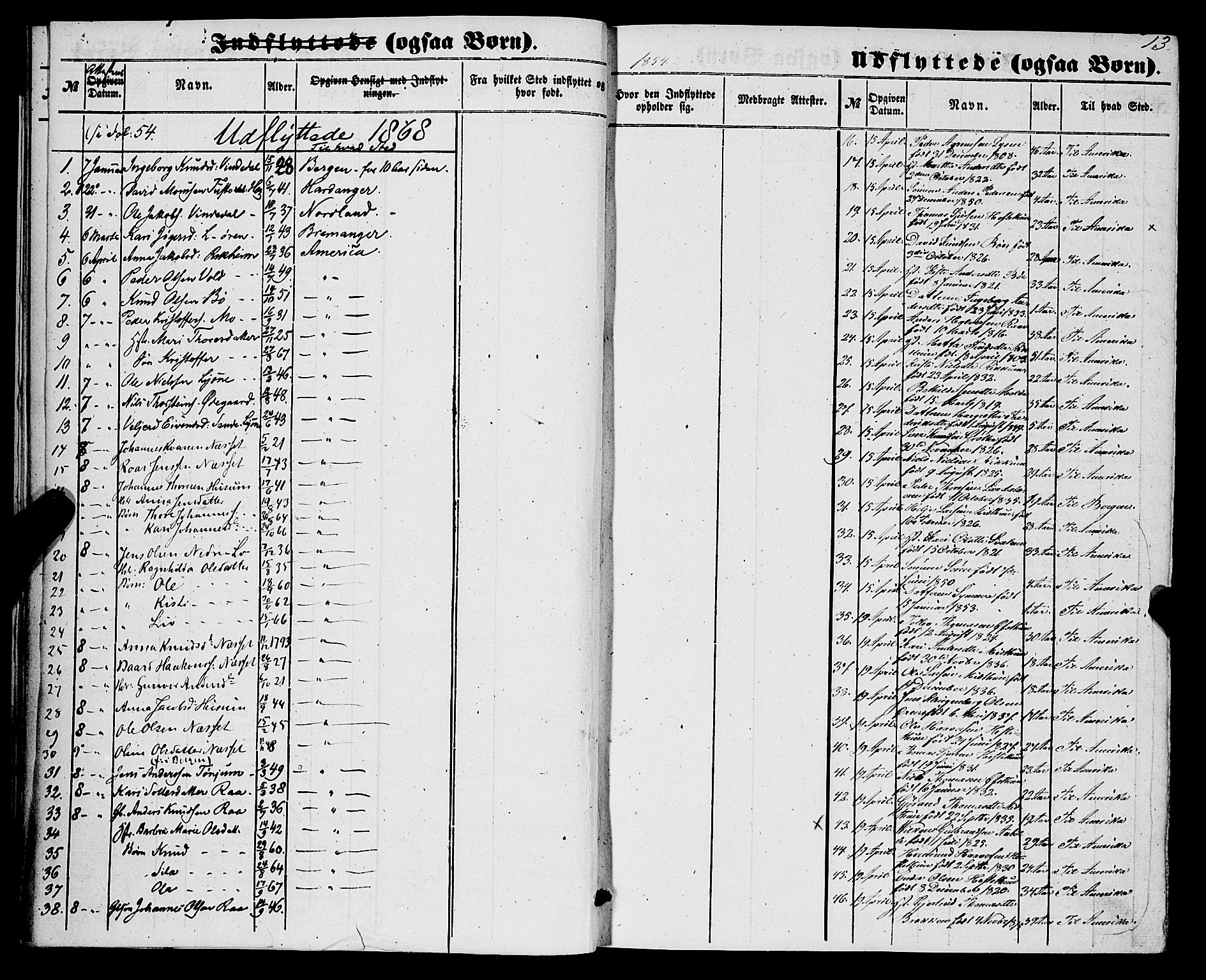 Lærdal sokneprestembete, SAB/A-81201: Parish register (official) no. A 17, 1851-1877, p. 13