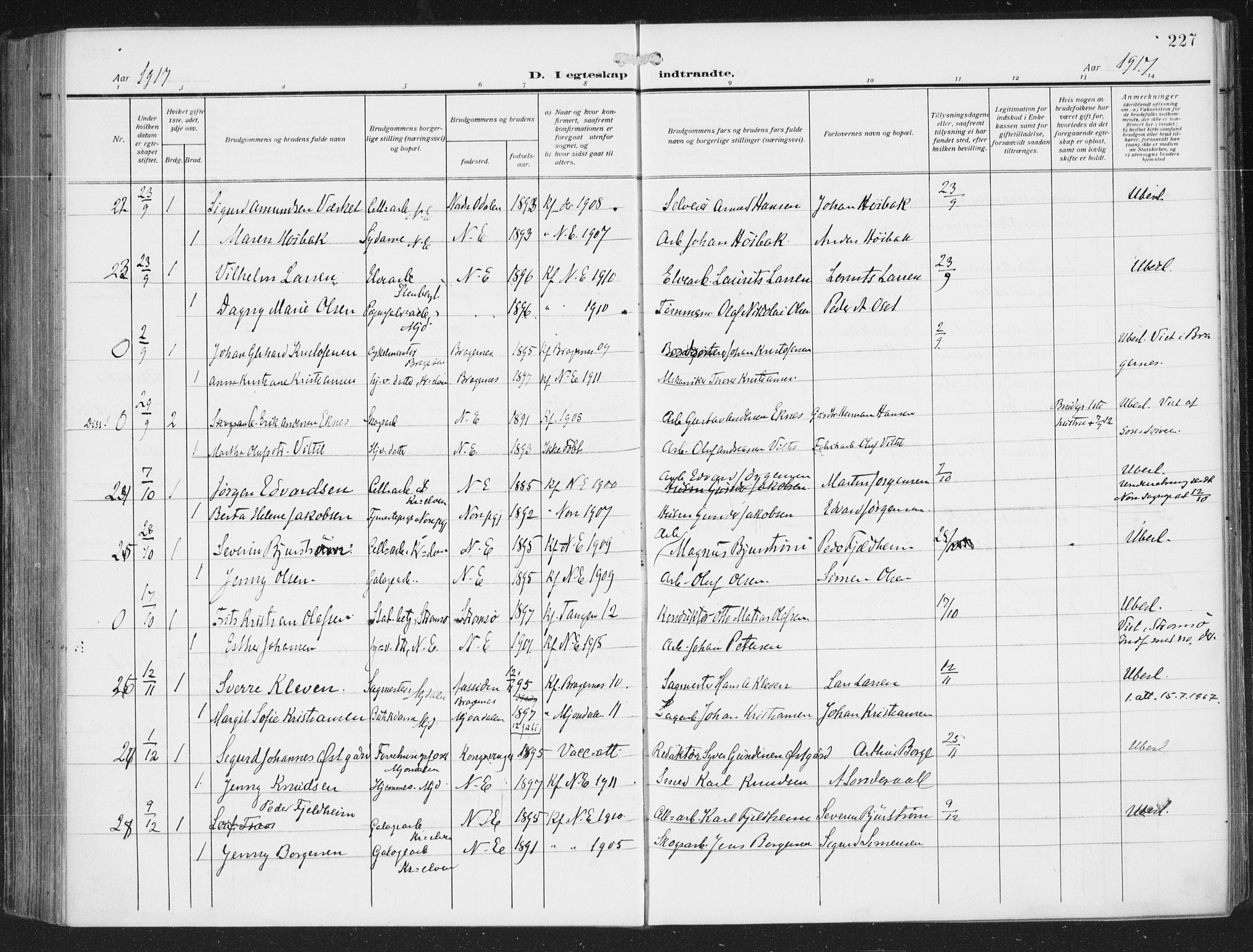 Nedre Eiker kirkebøker, AV/SAKO-A-612/F/Fa/L0007: Parish register (official) no. 7, 1912-1918, p. 227