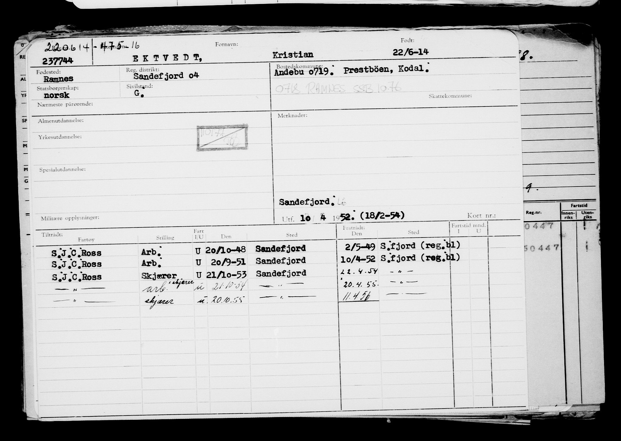 Direktoratet for sjømenn, RA/S-3545/G/Gb/L0122: Hovedkort, 1914, p. 26