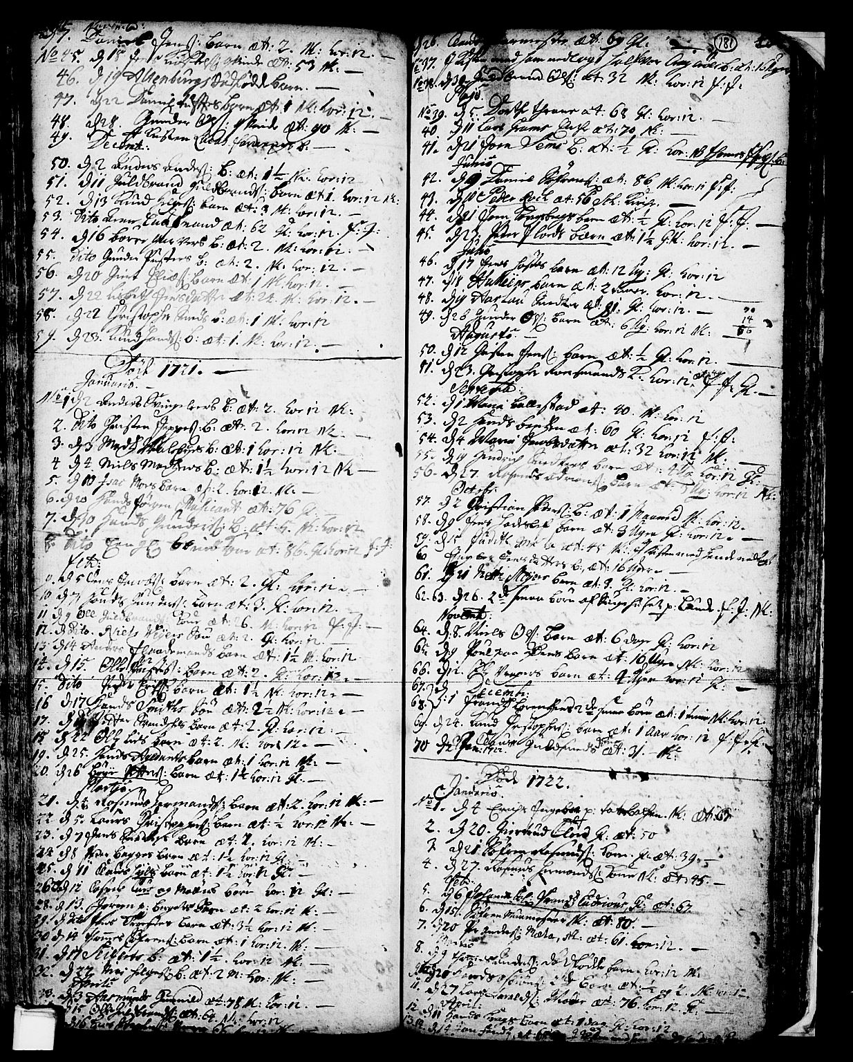 Skien kirkebøker, SAKO/A-302/F/Fa/L0002: Parish register (official) no. 2, 1716-1757, p. 181