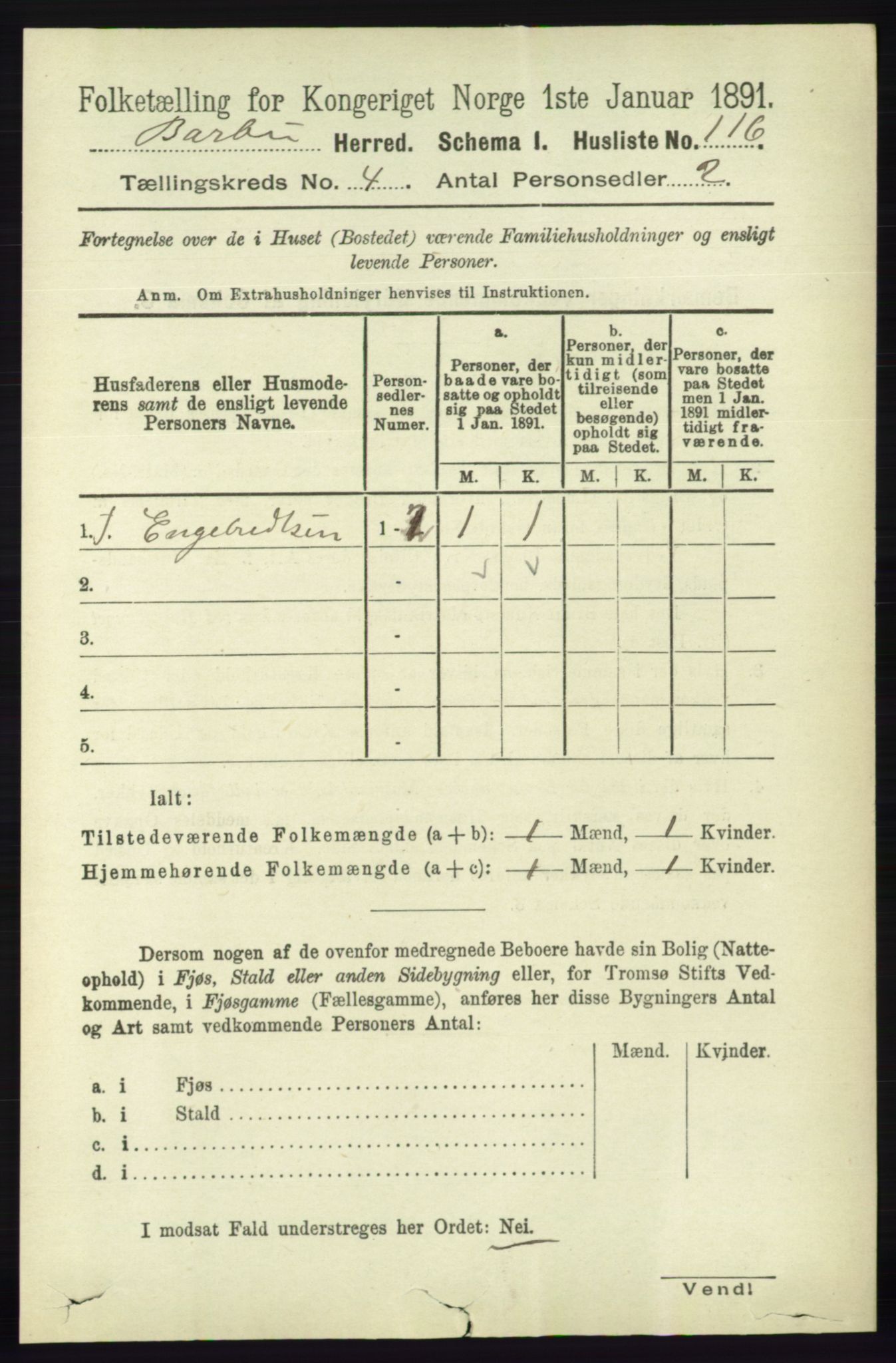 RA, 1891 census for 0990 Barbu, 1891, p. 2435