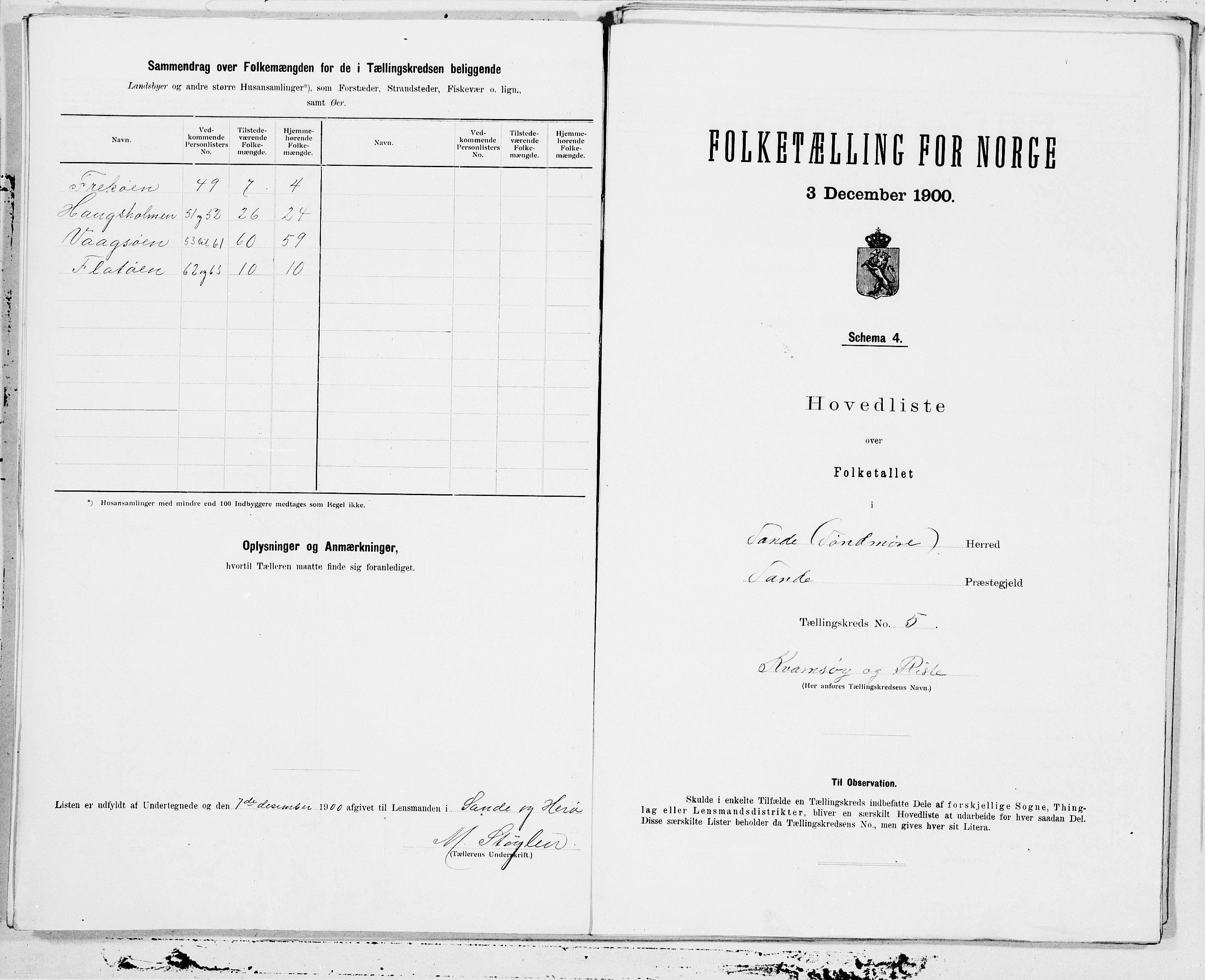 SAT, 1900 census for Sande, 1900, p. 10