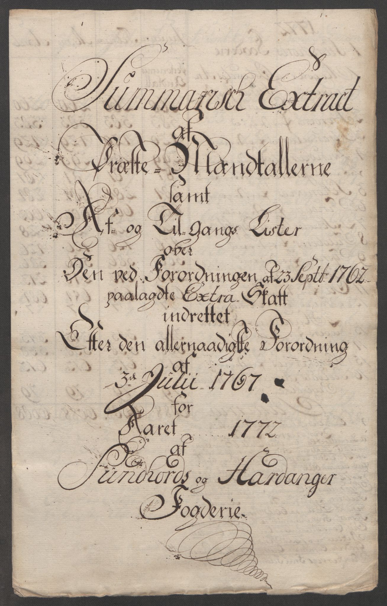 Rentekammeret inntil 1814, Reviderte regnskaper, Fogderegnskap, RA/EA-4092/R48/L3136: Ekstraskatten Sunnhordland og Hardanger, 1762-1772, p. 269