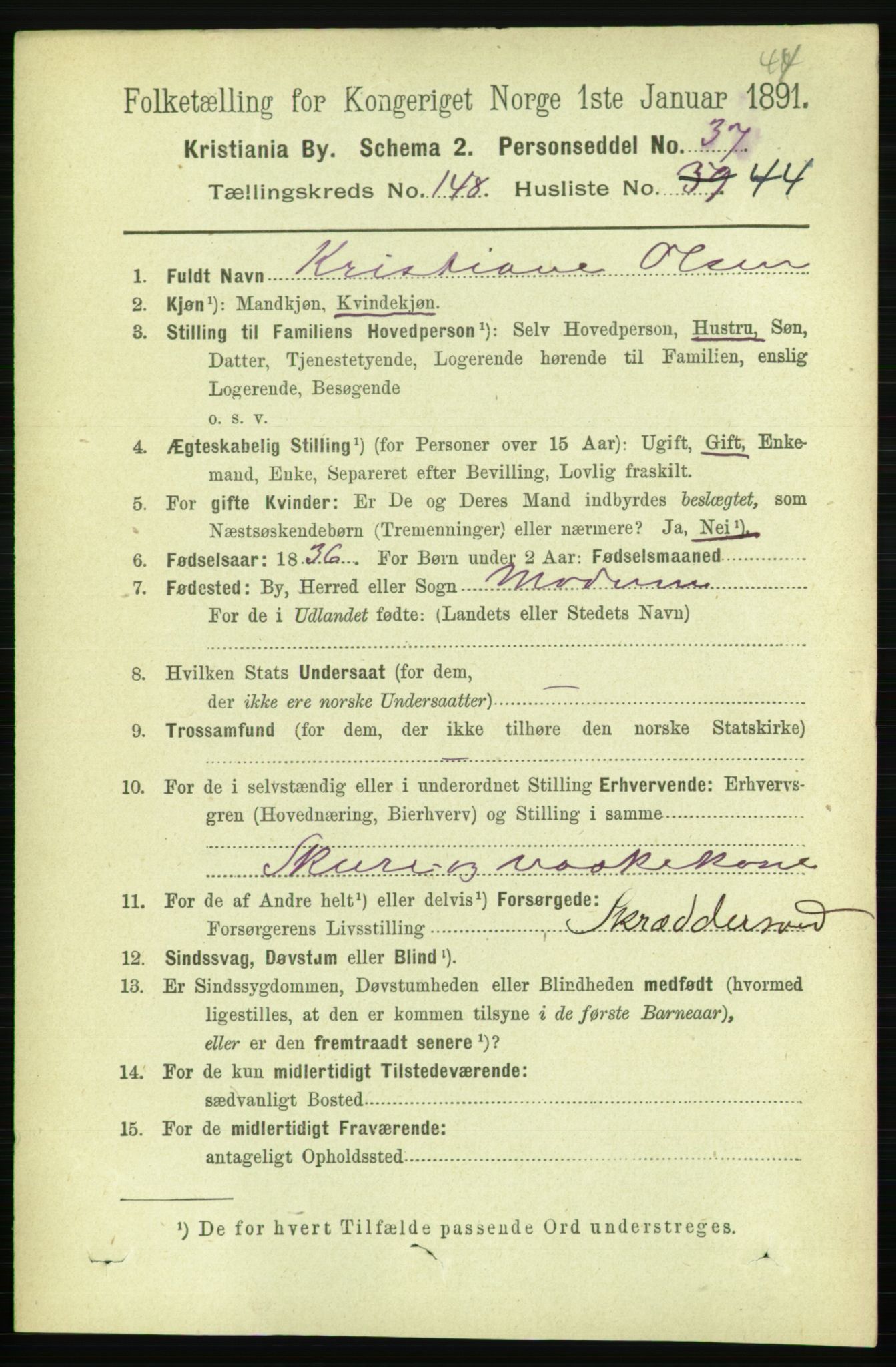 RA, 1891 census for 0301 Kristiania, 1891, p. 83073