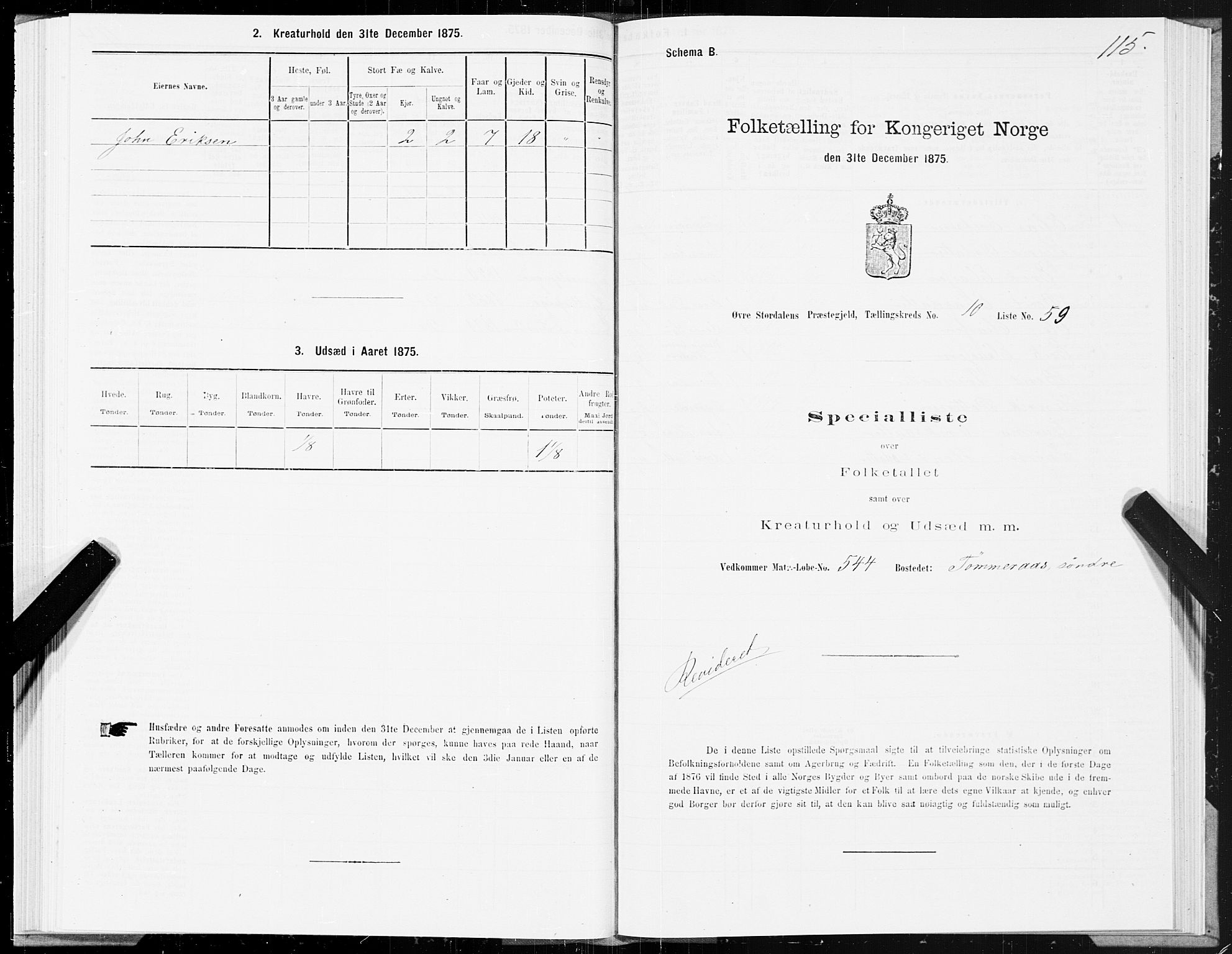 SAT, 1875 census for 1711P Øvre Stjørdal, 1875, p. 6115