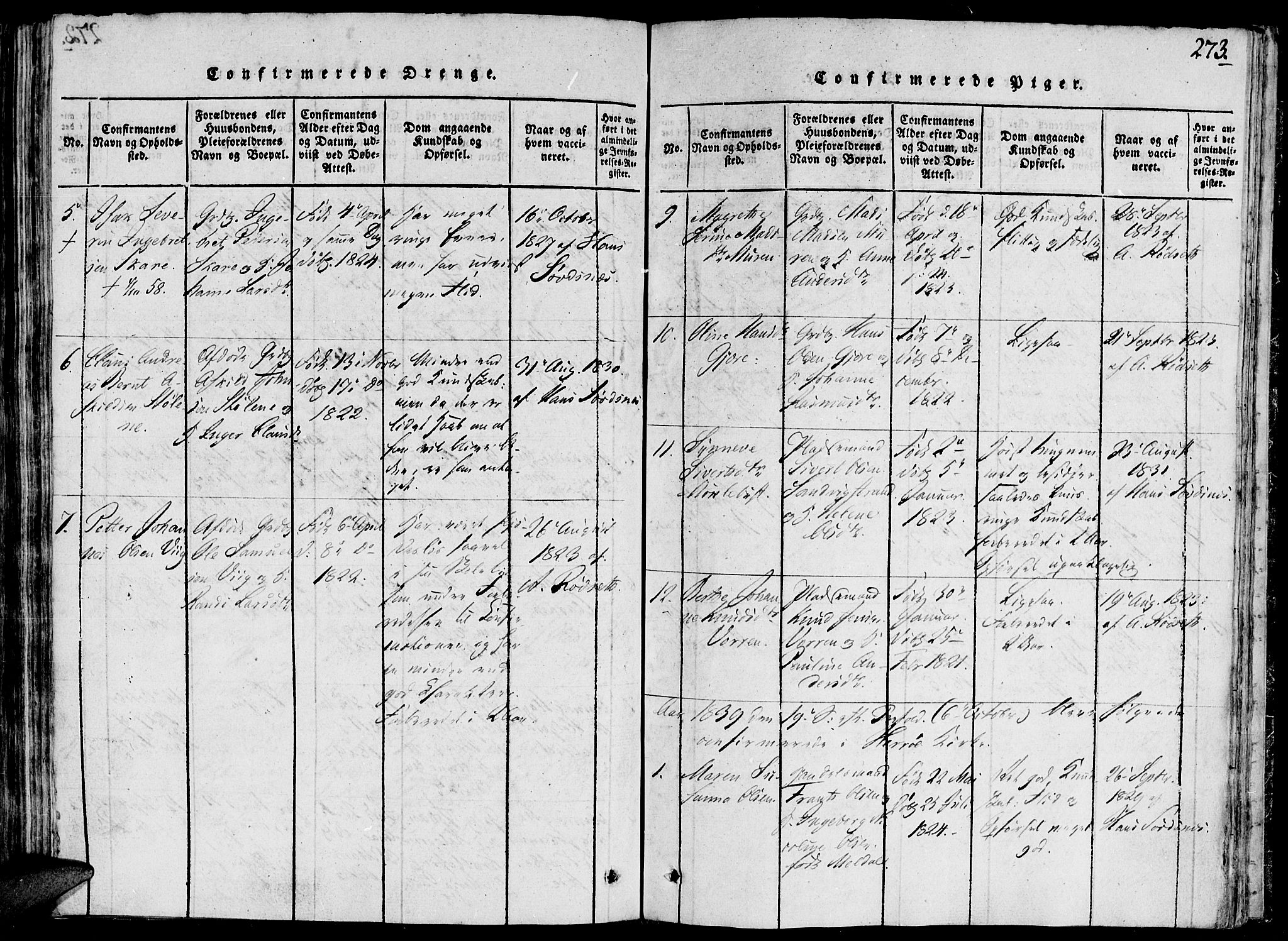 Ministerialprotokoller, klokkerbøker og fødselsregistre - Møre og Romsdal, AV/SAT-A-1454/503/L0033: Parish register (official) no. 503A01, 1816-1841, p. 273