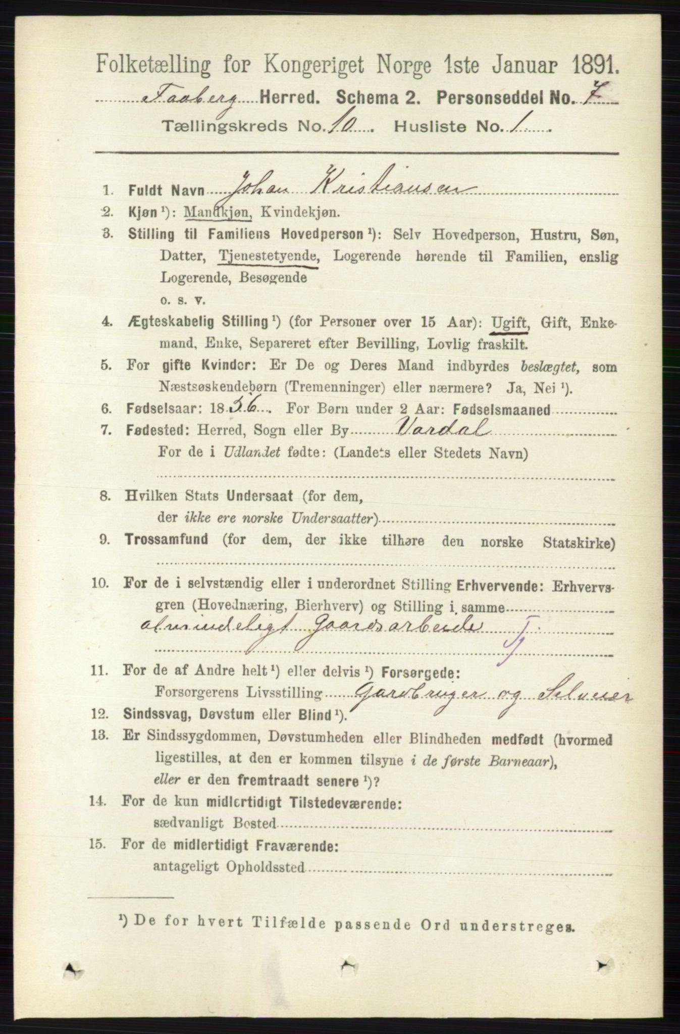 RA, 1891 census for 0524 Fåberg, 1891, p. 4112