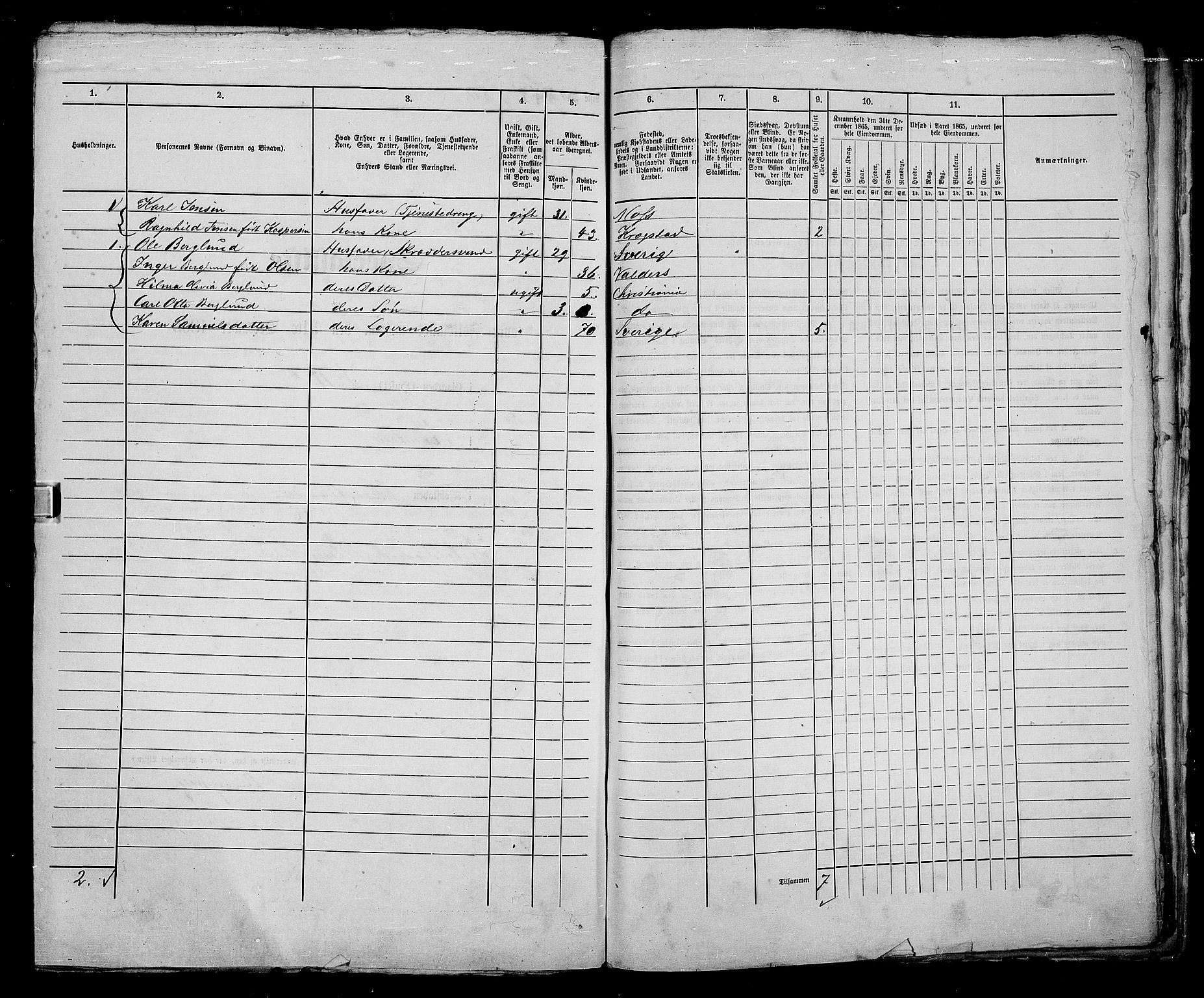 RA, 1865 census for Kristiania, 1865, p. 2218