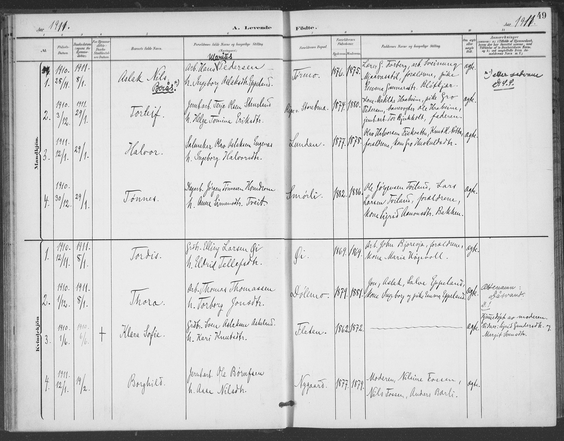 Åmli sokneprestkontor, AV/SAK-1111-0050/F/Fa/Fac/L0012: Parish register (official) no. A 12, 1900-1914, p. 49