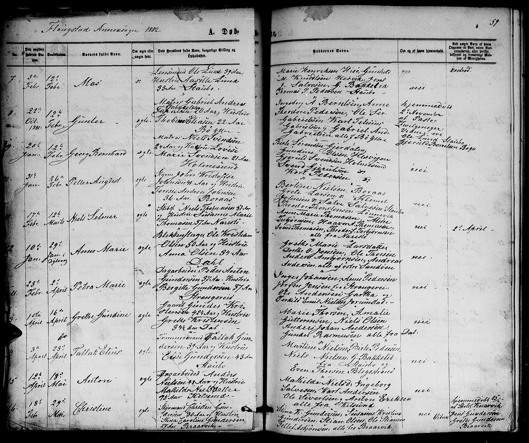 Dypvåg sokneprestkontor, AV/SAK-1111-0007/F/Fb/Fbb/L0003: Parish register (copy) no. B 3, 1872-1886, p. 59