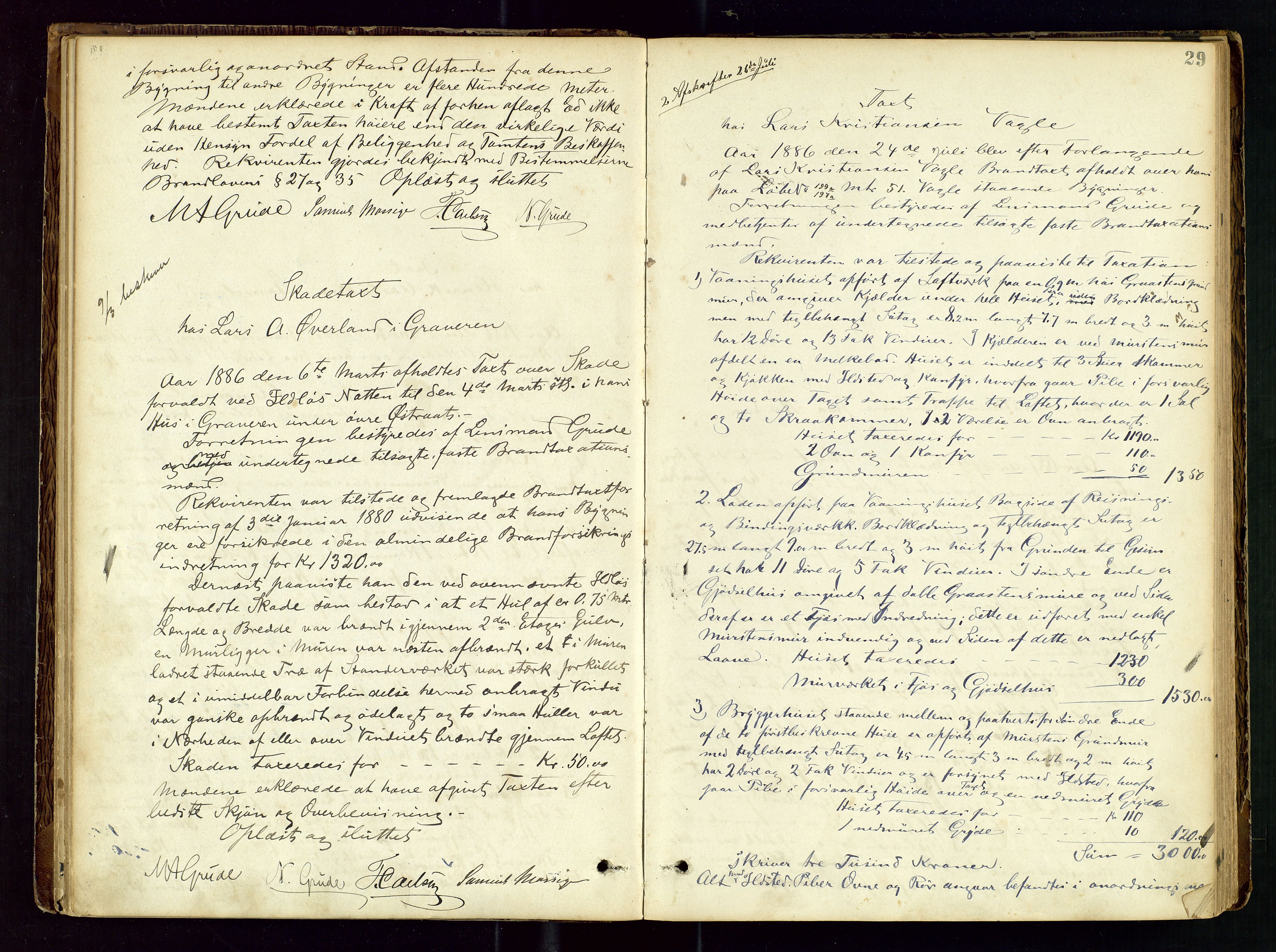 Høyland/Sandnes lensmannskontor, AV/SAST-A-100166/Goa/L0002: "Brandtaxtprotokol for Landafdelingen i Høiland", 1880-1917, p. 28b-29a