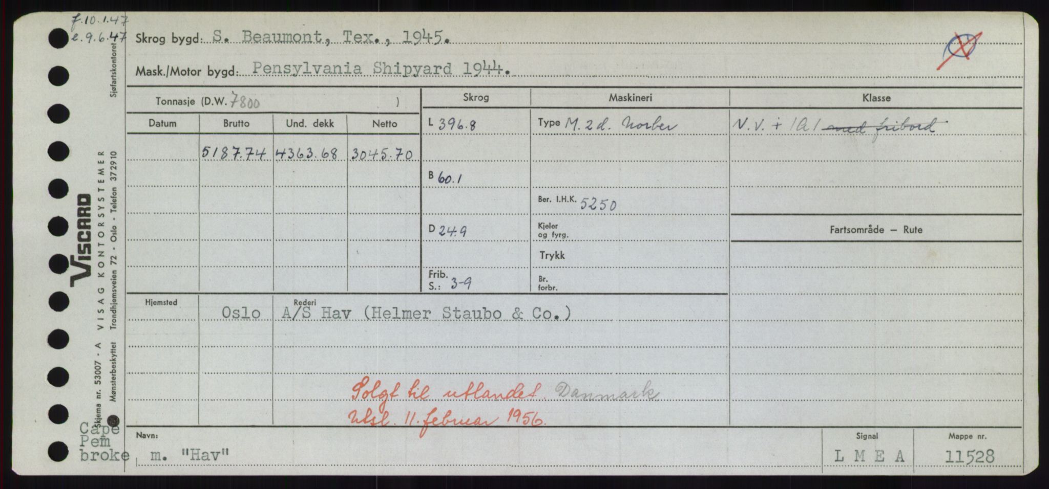 Sjøfartsdirektoratet med forløpere, Skipsmålingen, AV/RA-S-1627/H/Hd/L0014: Fartøy, H-Havl, p. 447