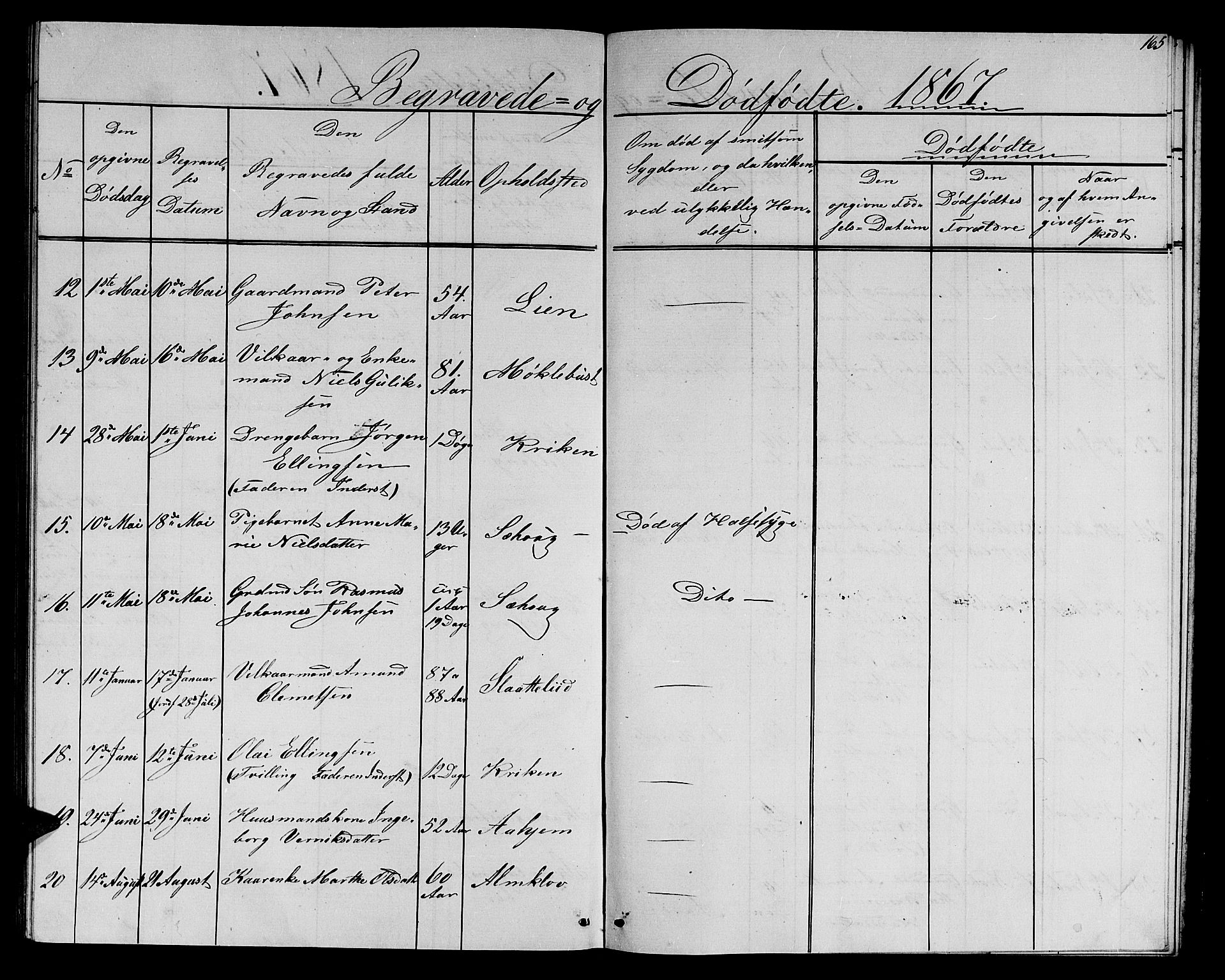 Ministerialprotokoller, klokkerbøker og fødselsregistre - Møre og Romsdal, AV/SAT-A-1454/501/L0015: Parish register (copy) no. 501C01, 1854-1867, p. 165