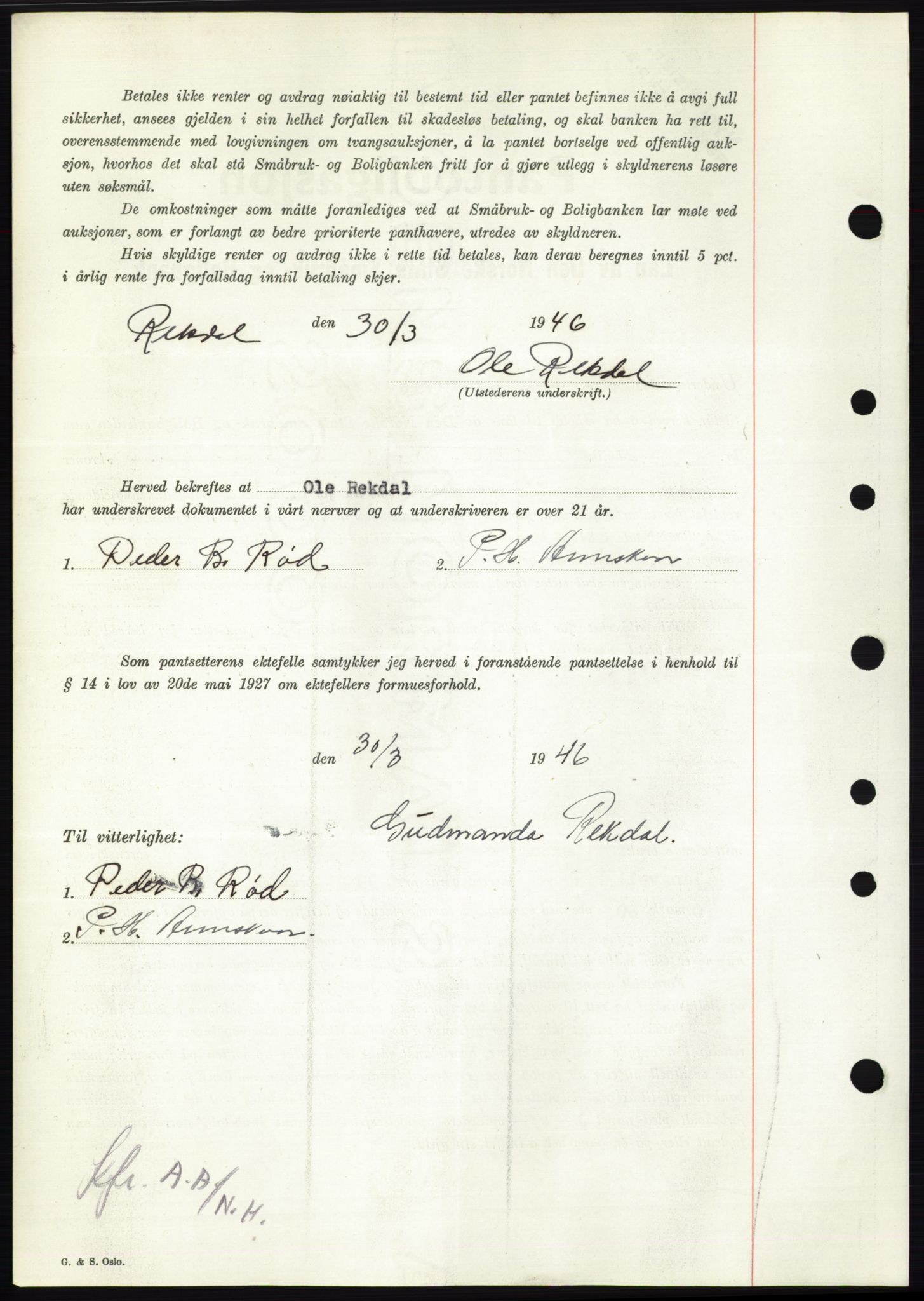 Nordmøre sorenskriveri, AV/SAT-A-4132/1/2/2Ca: Mortgage book no. B93b, 1946-1946, Diary no: : 622/1946