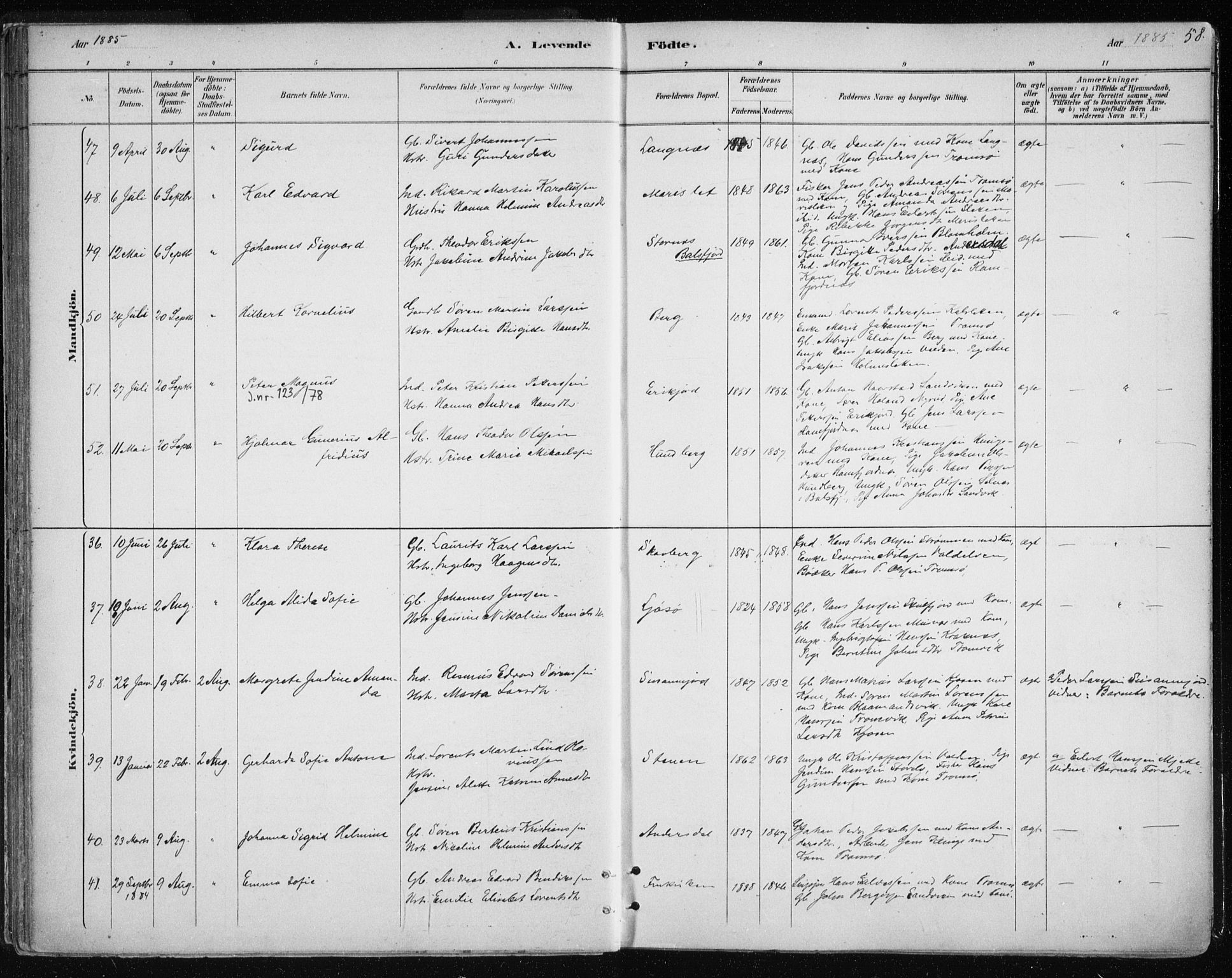 Tromsøysund sokneprestkontor, SATØ/S-1304/G/Ga/L0004kirke: Parish register (official) no. 4, 1880-1888, p. 58