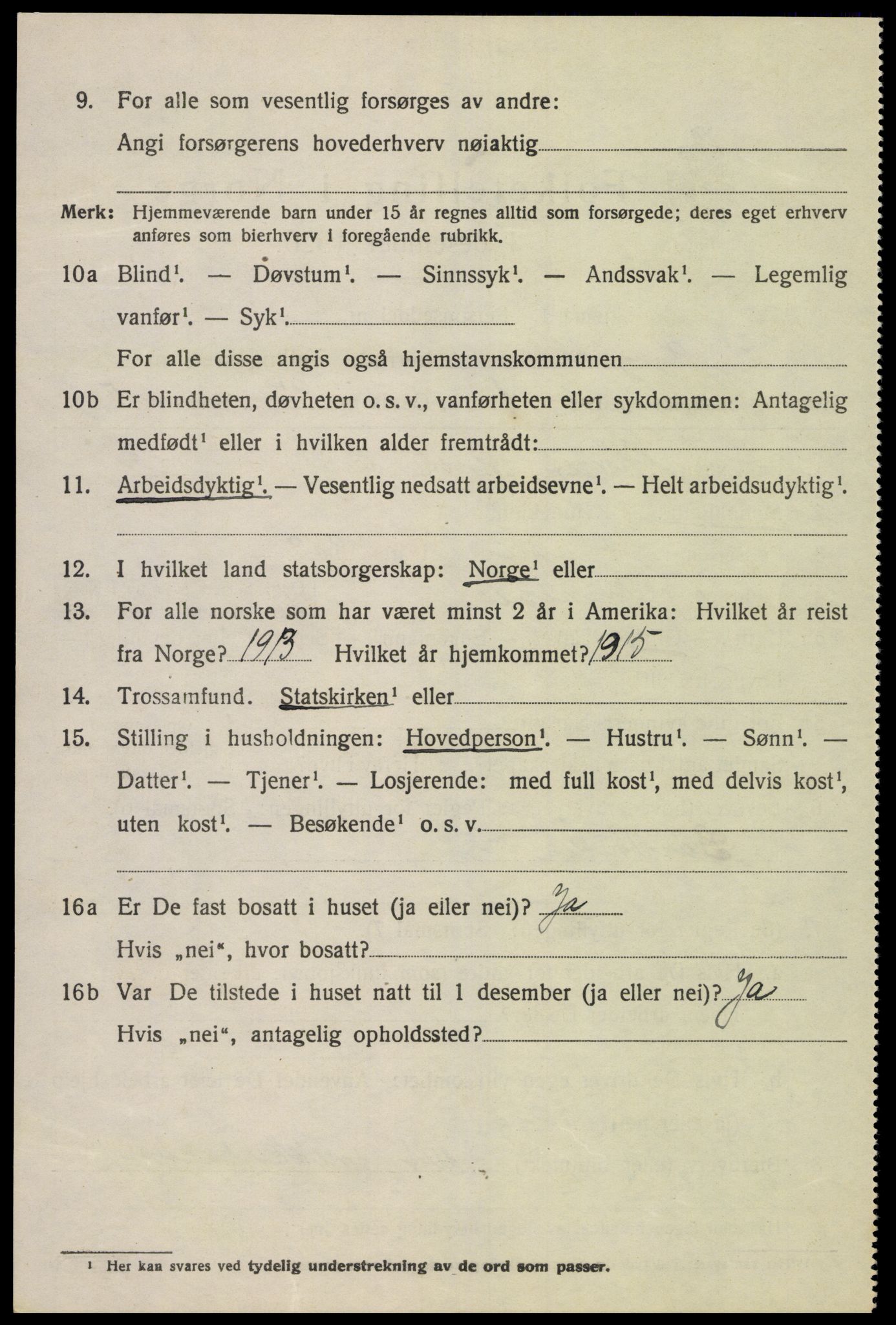 SAK, 1920 census for Lyngdal, 1920, p. 3910