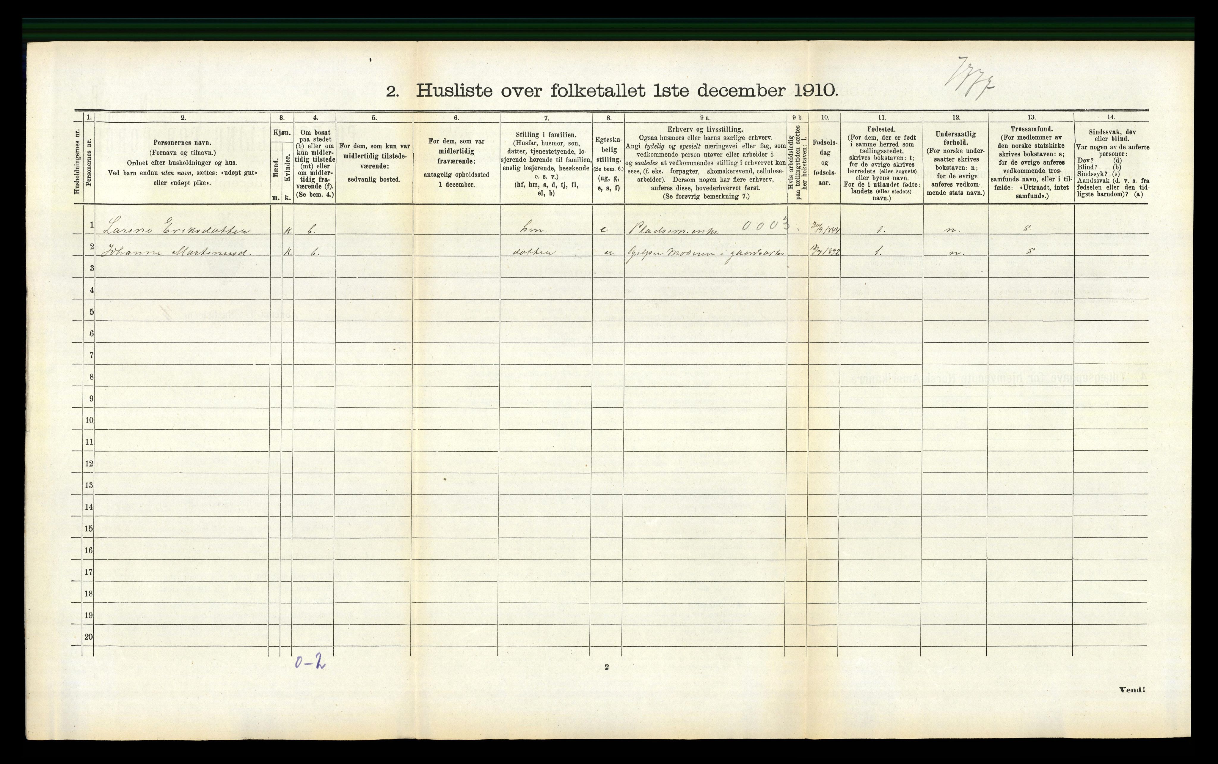 RA, 1910 census for Vanylven, 1910, p. 296