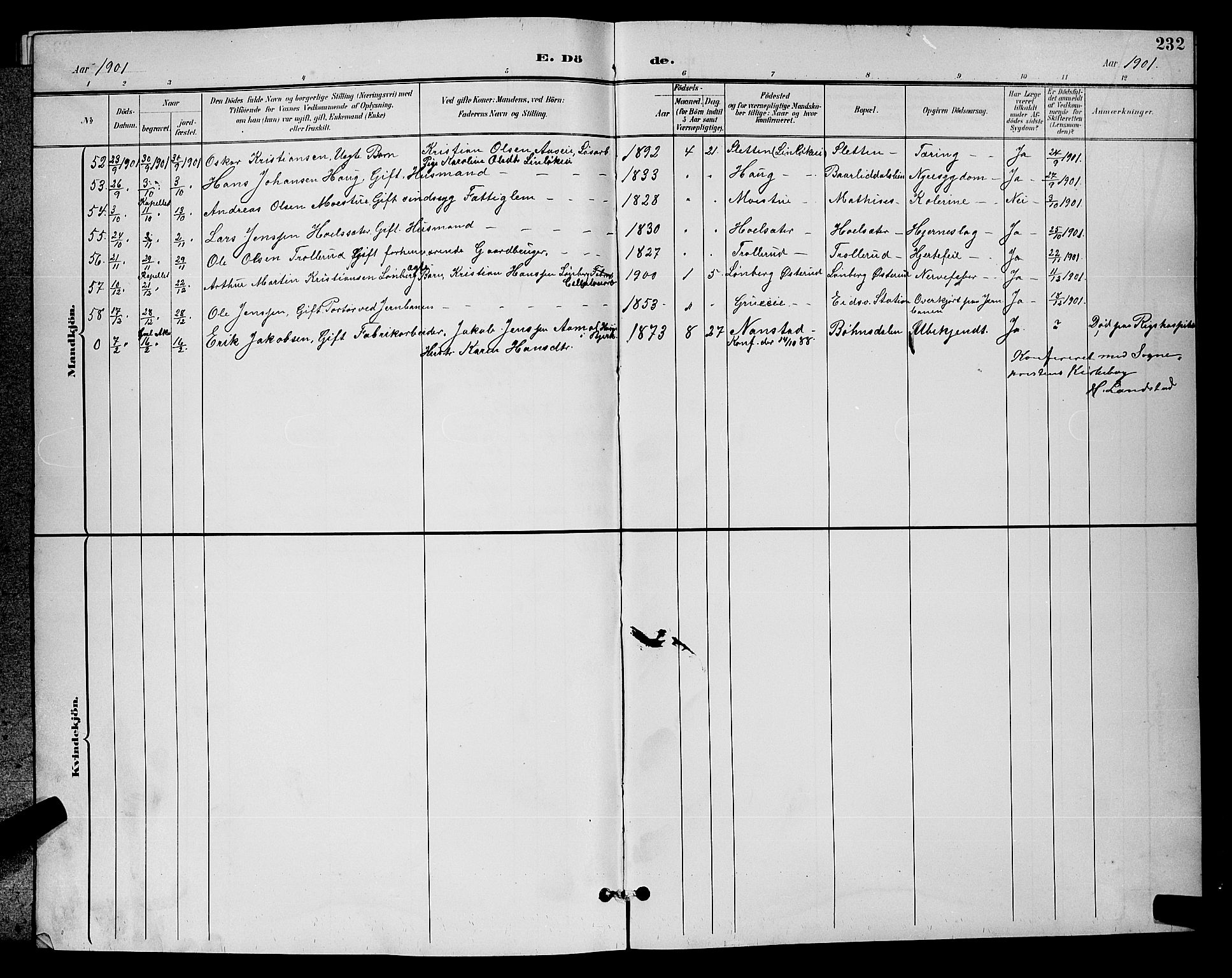 Eidsvoll prestekontor Kirkebøker, AV/SAO-A-10888/G/Ga/L0006: Parish register (copy) no. I 6, 1895-1901, p. 232