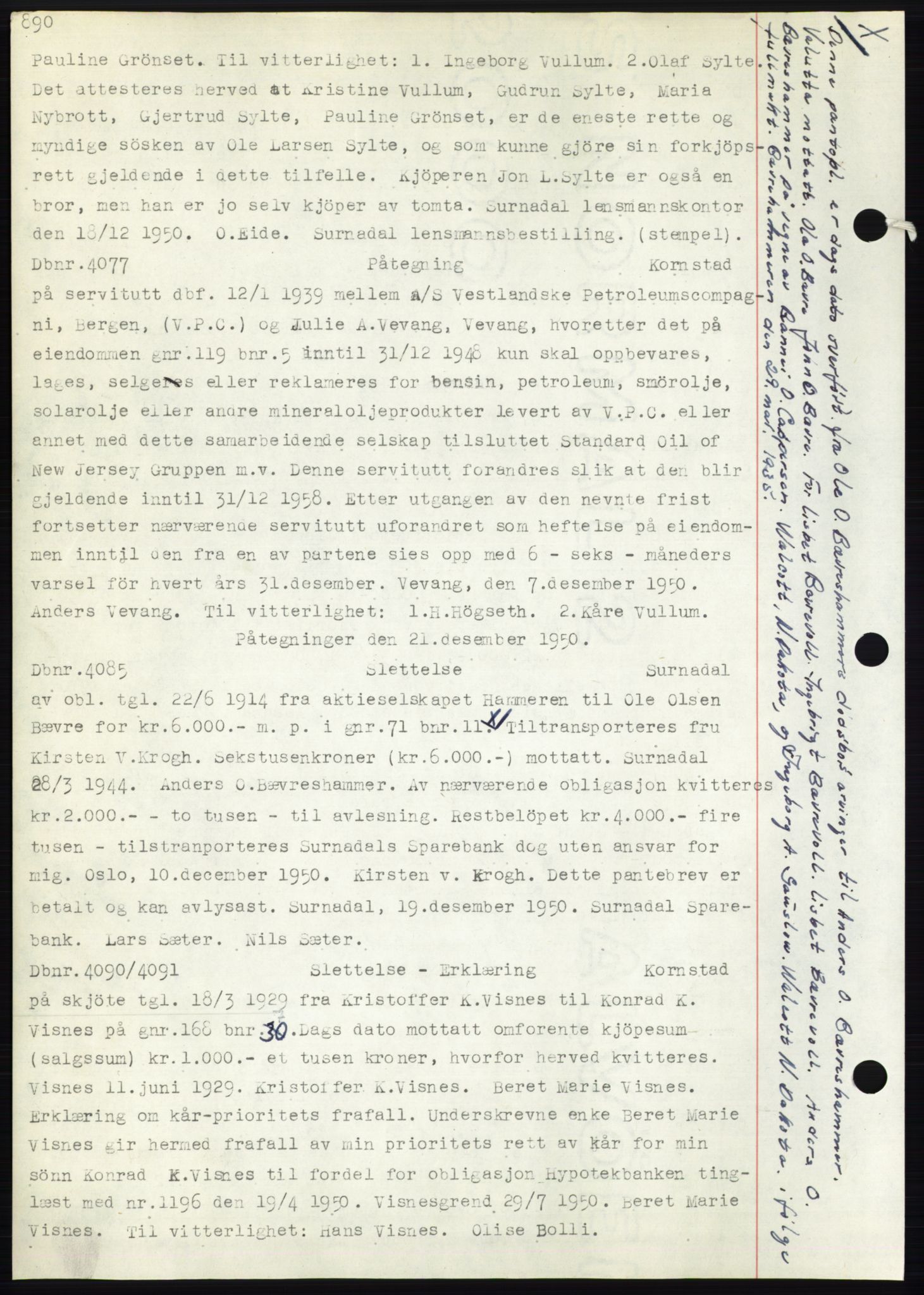 Nordmøre sorenskriveri, SAT/A-4132/1/2/2Ca: Mortgage book no. C82b, 1946-1951, Diary no: : 4077/1950